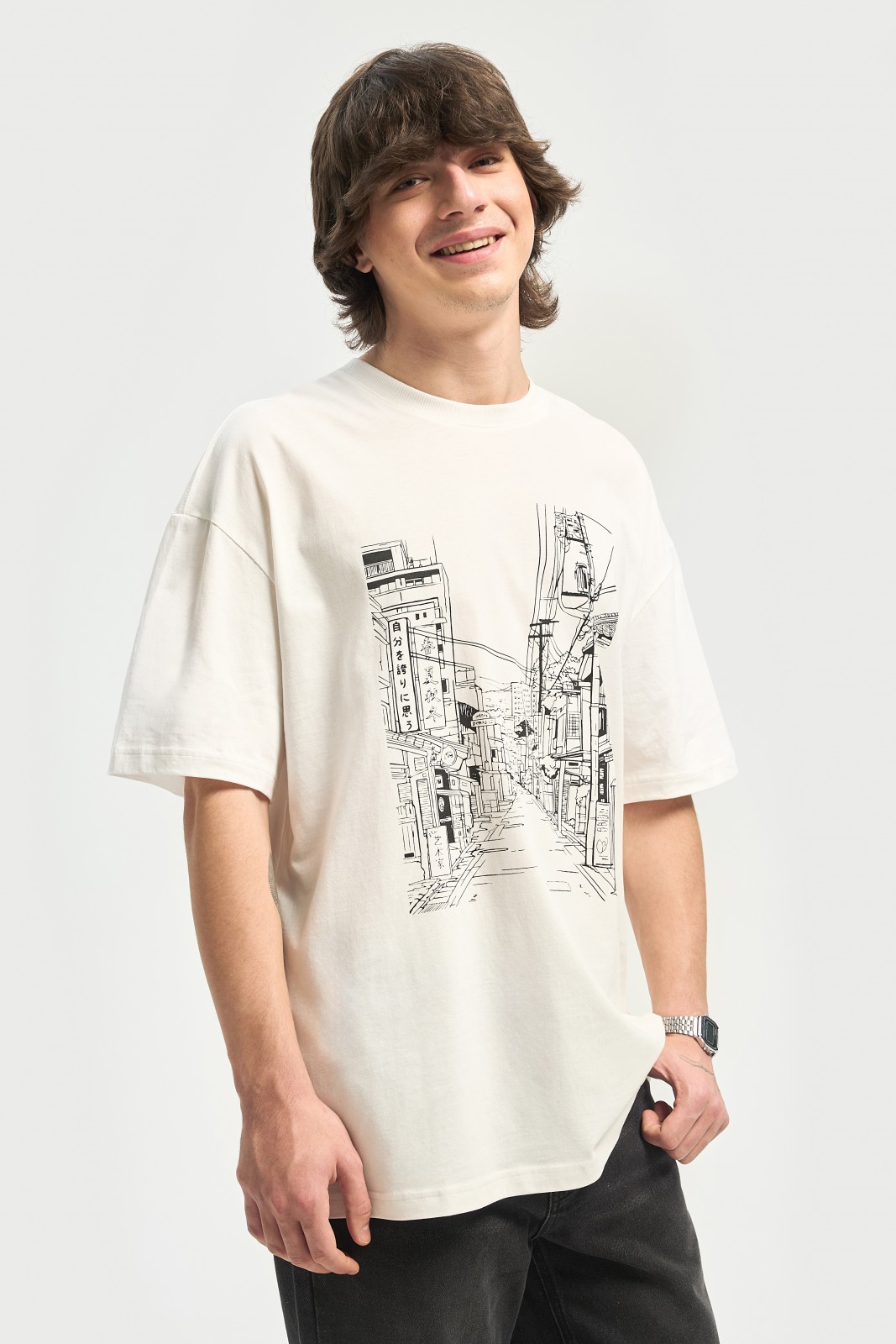 Футболка оверсайз из хлопка с принтом