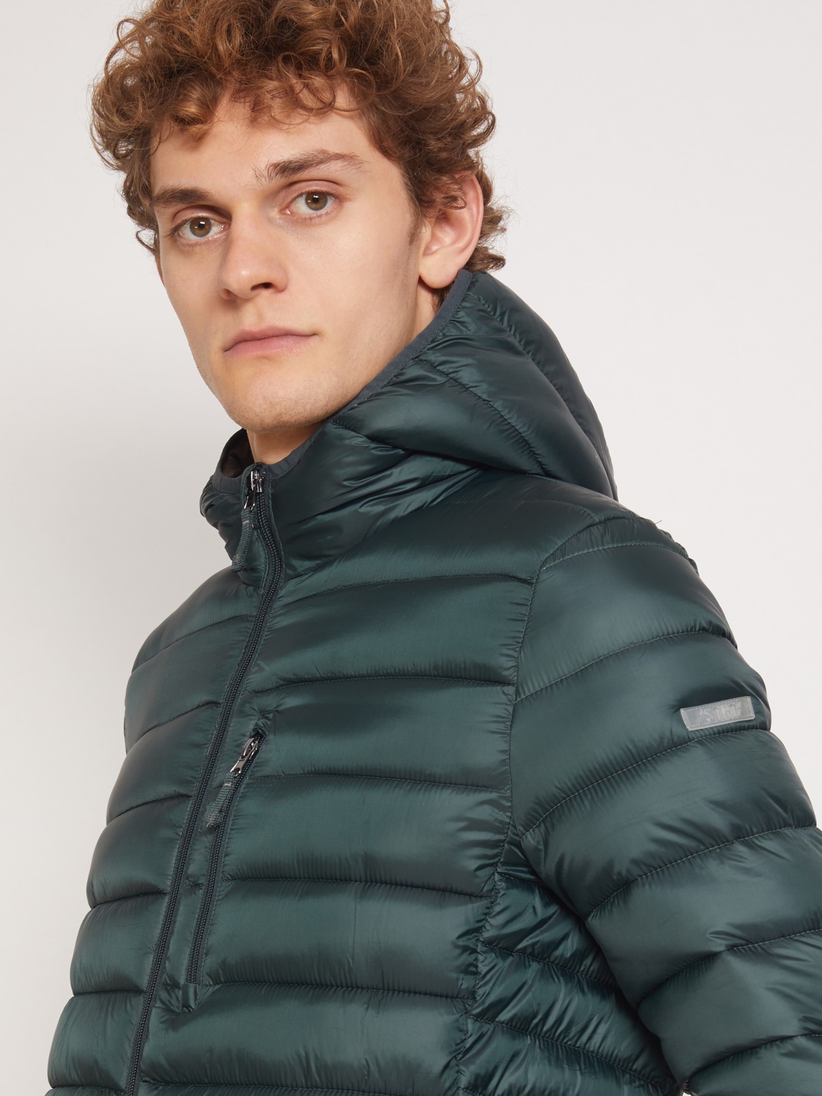 Ультралёгкая стёганая куртка с капюшоном zolla 011335114224, цвет темно-зеленый, размер XS - фото 4