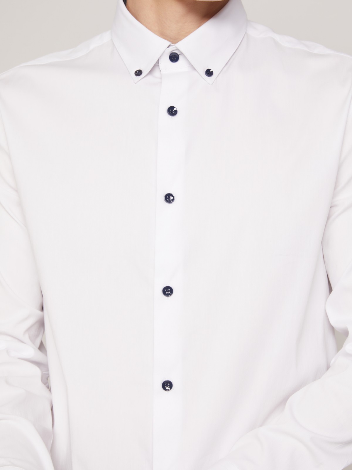 Рубашка приталенного силуэта zolla 211322159032, цвет белый, размер XS - фото 4