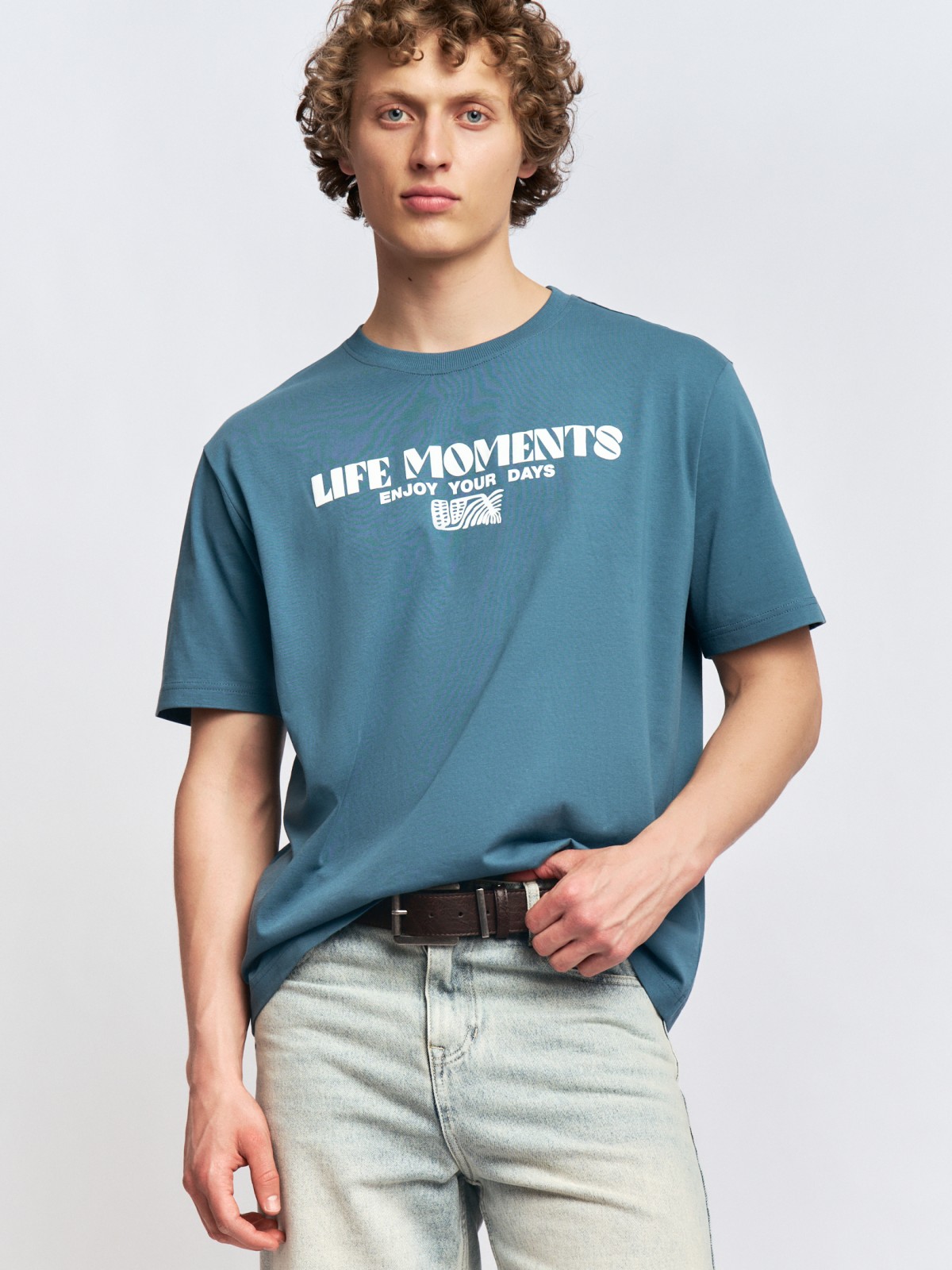 Футболка из хлопка с принтом-надписью