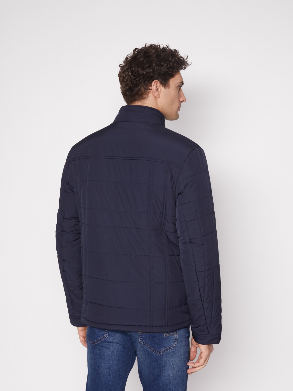 Куртка с воротником-стойкой zolla 012135159064, цвет темно-синий, размер L - фото 6