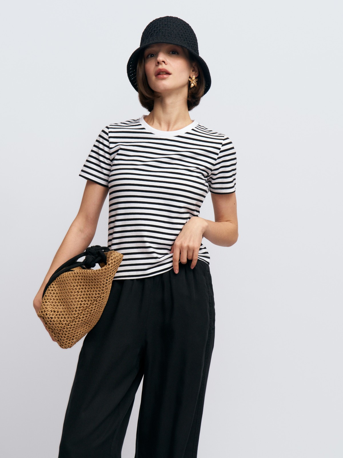 Трикотажная футболка из хлопка в полоску