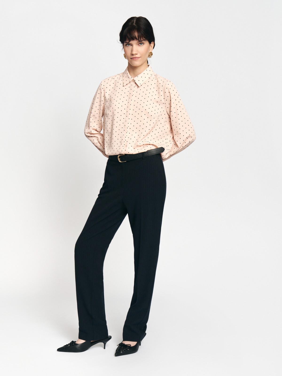 Рубашка прямого фасона в горошек