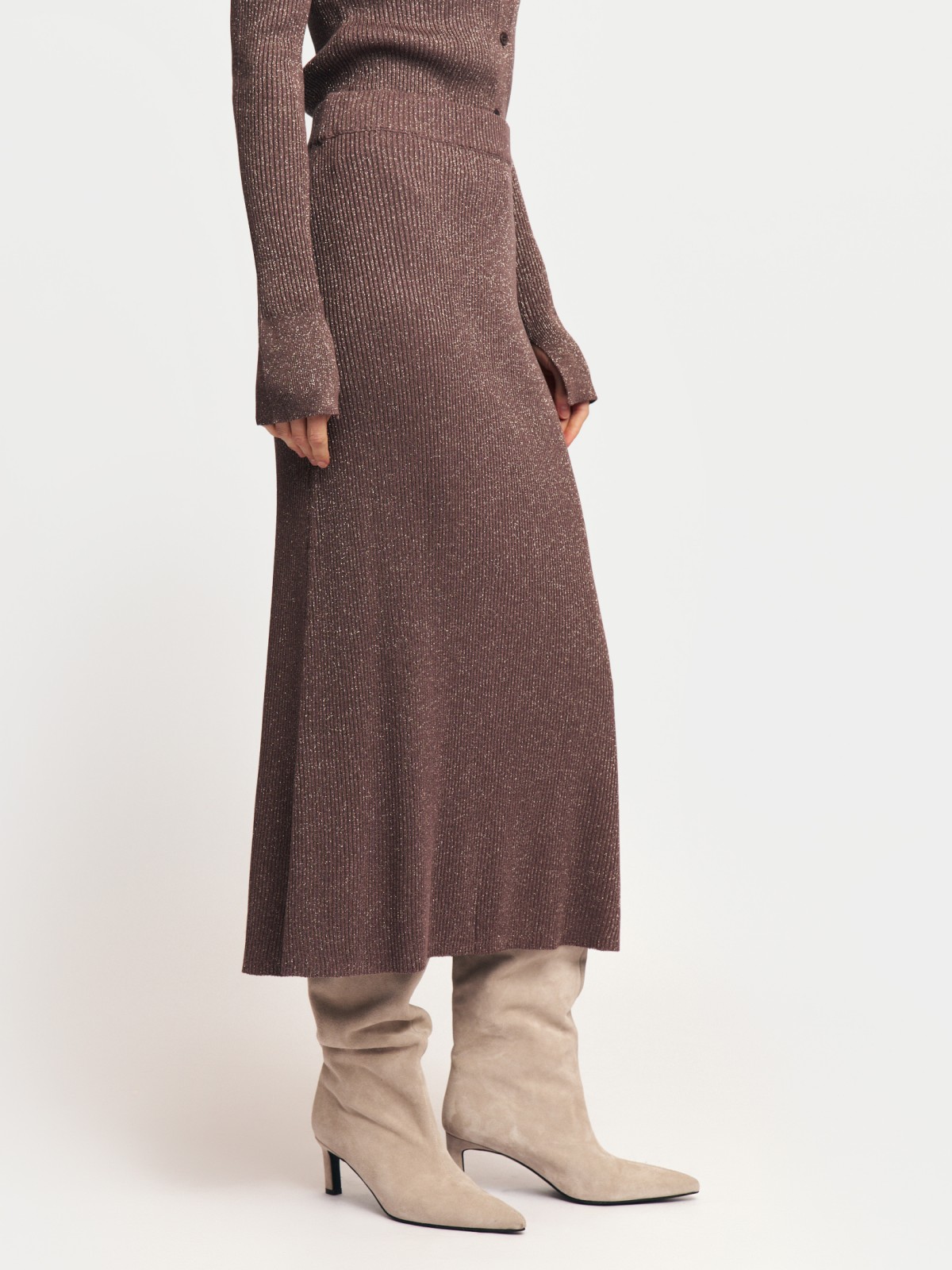 Трикотажная юбка миди с люрексом