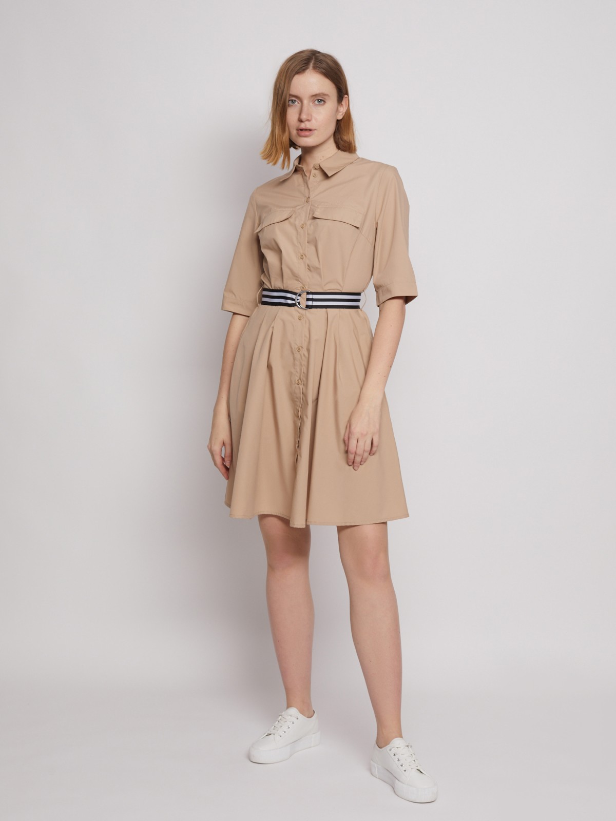 Платье-рубашка с ремнём