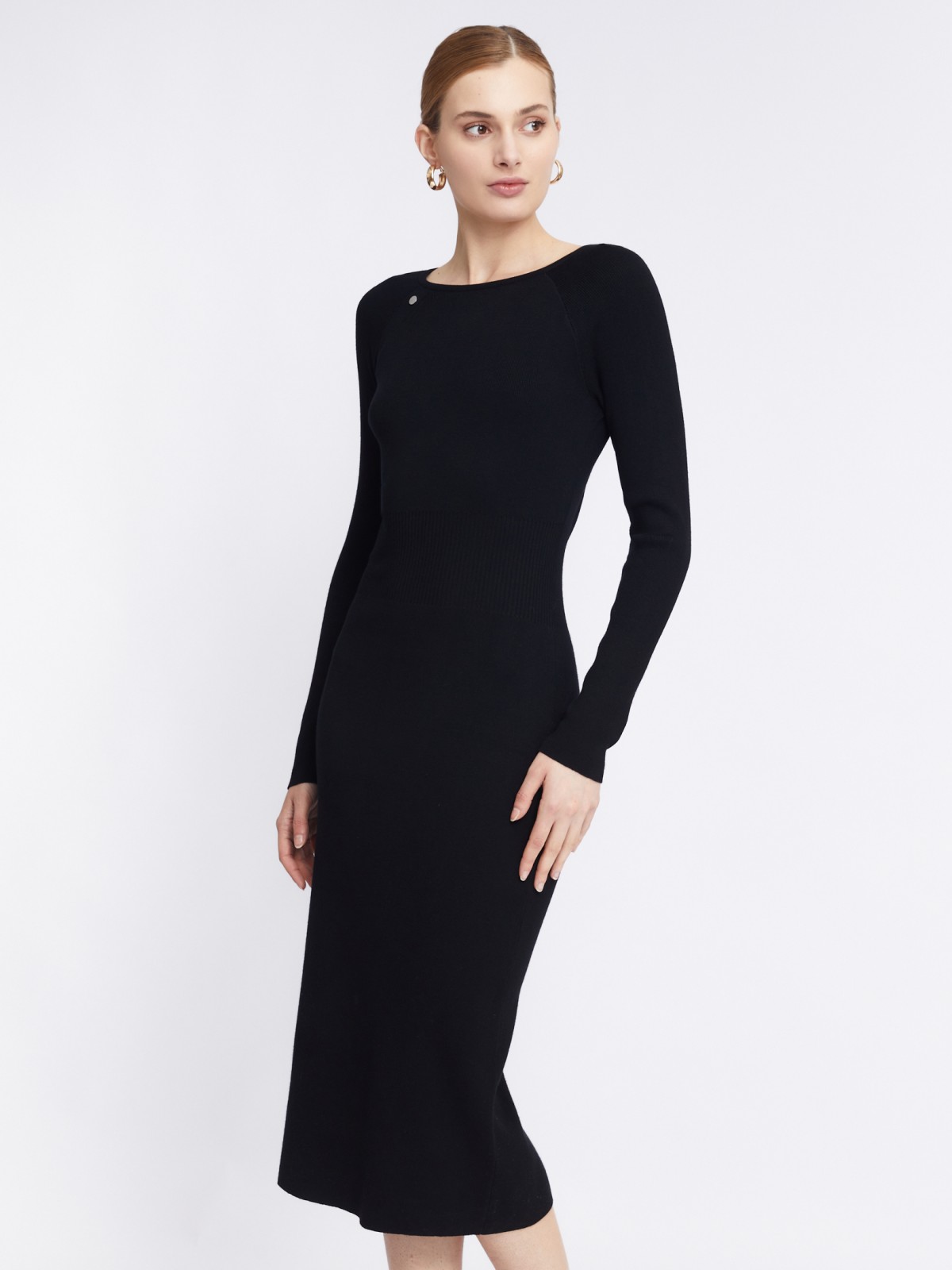 Платье вязаное zolla 023348493013, цвет черный, размер XS