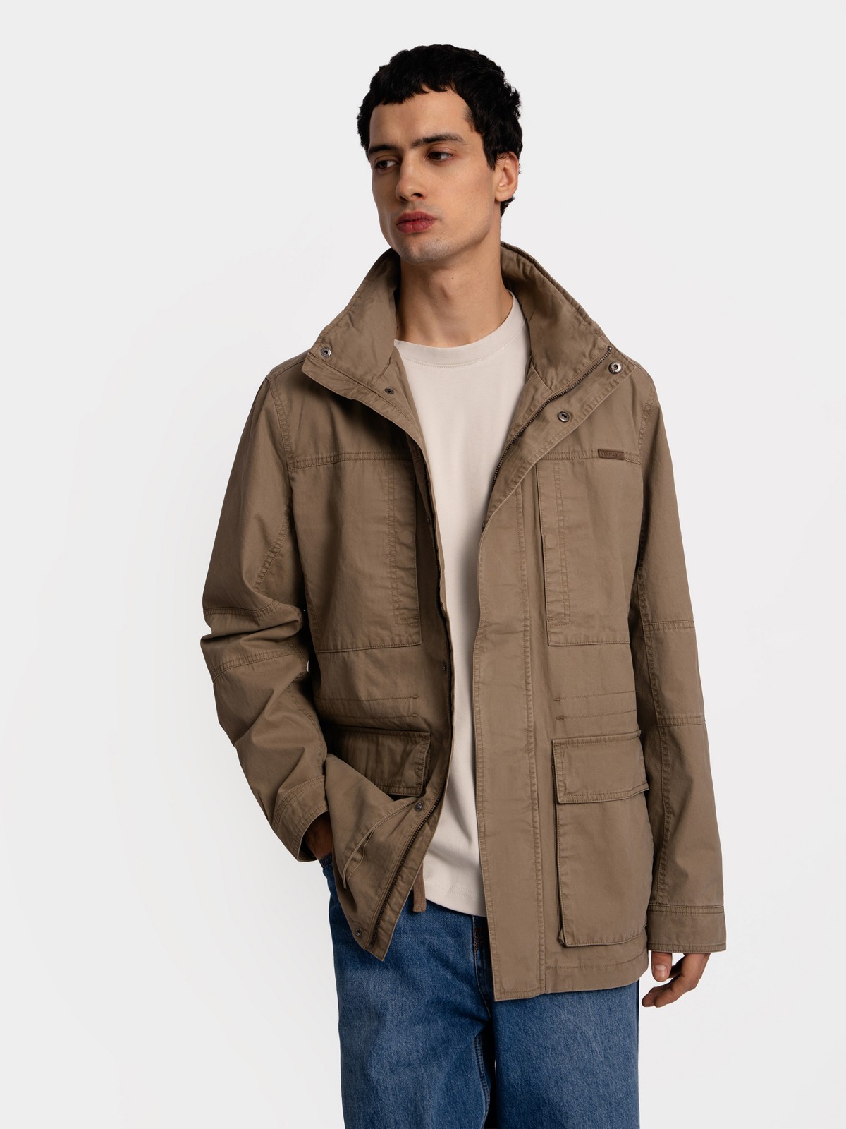 Куртка-ветровка из хлопка с воротником-стойкой