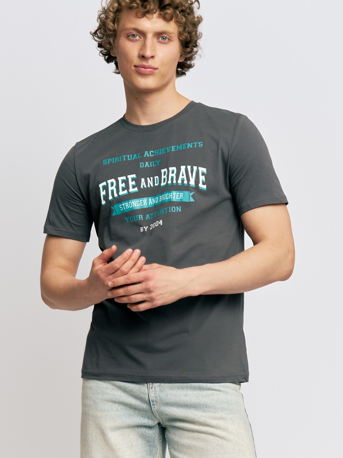 Футболка из хлопка с принтом-надписью