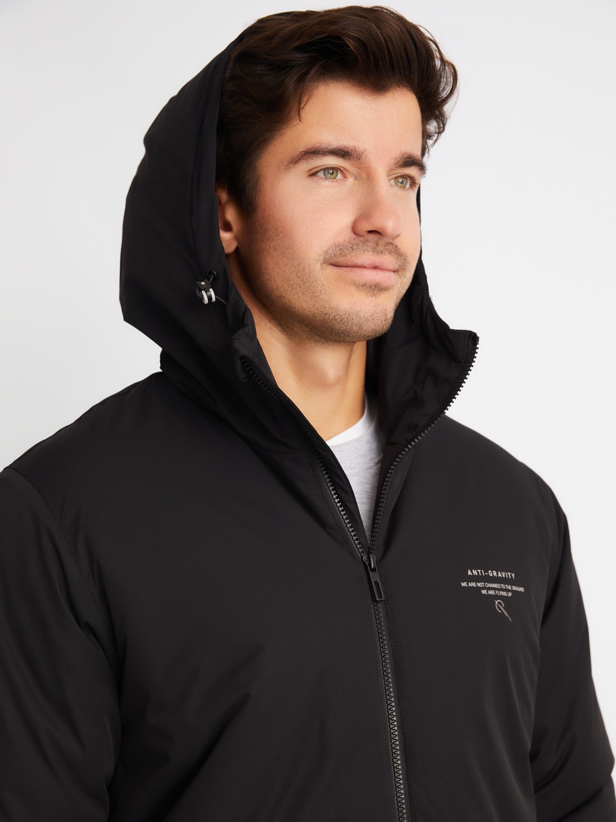 Тёплая куртка с капюшоном на синтепоне zolla 01412510L174, цвет черный, размер M - фото 5