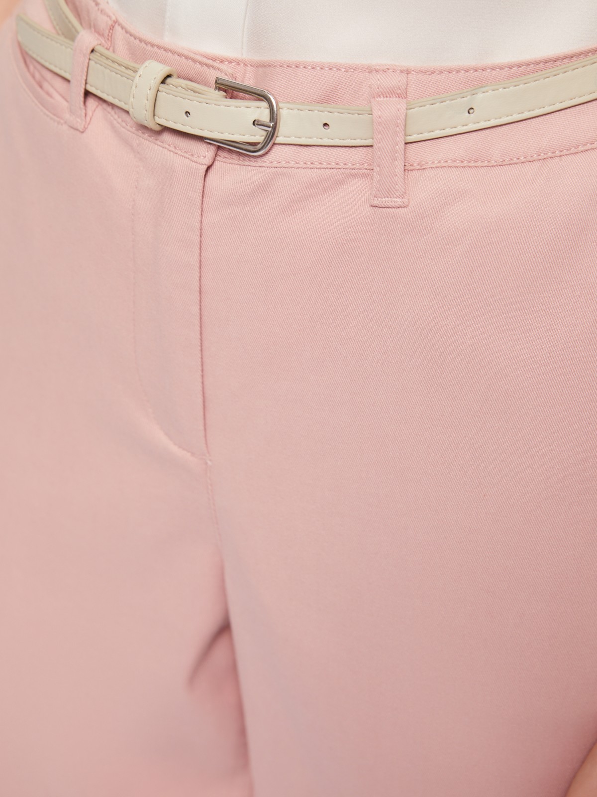 Офисные брюки-чинос со стрелками и ремнём zolla 02422736F043, цвет розовый, размер S - фото 4