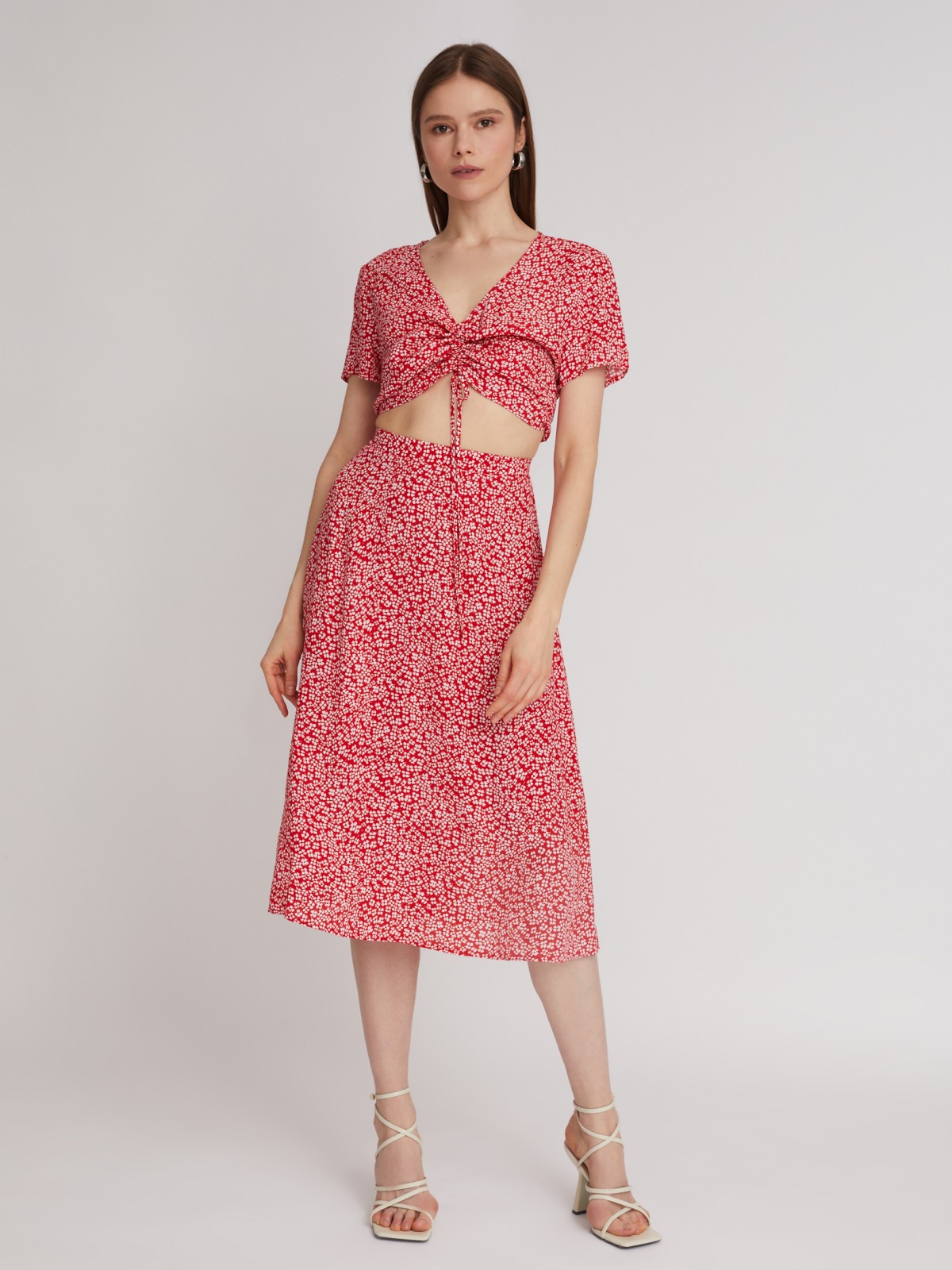 Юбка длины миди с цветочным принтом