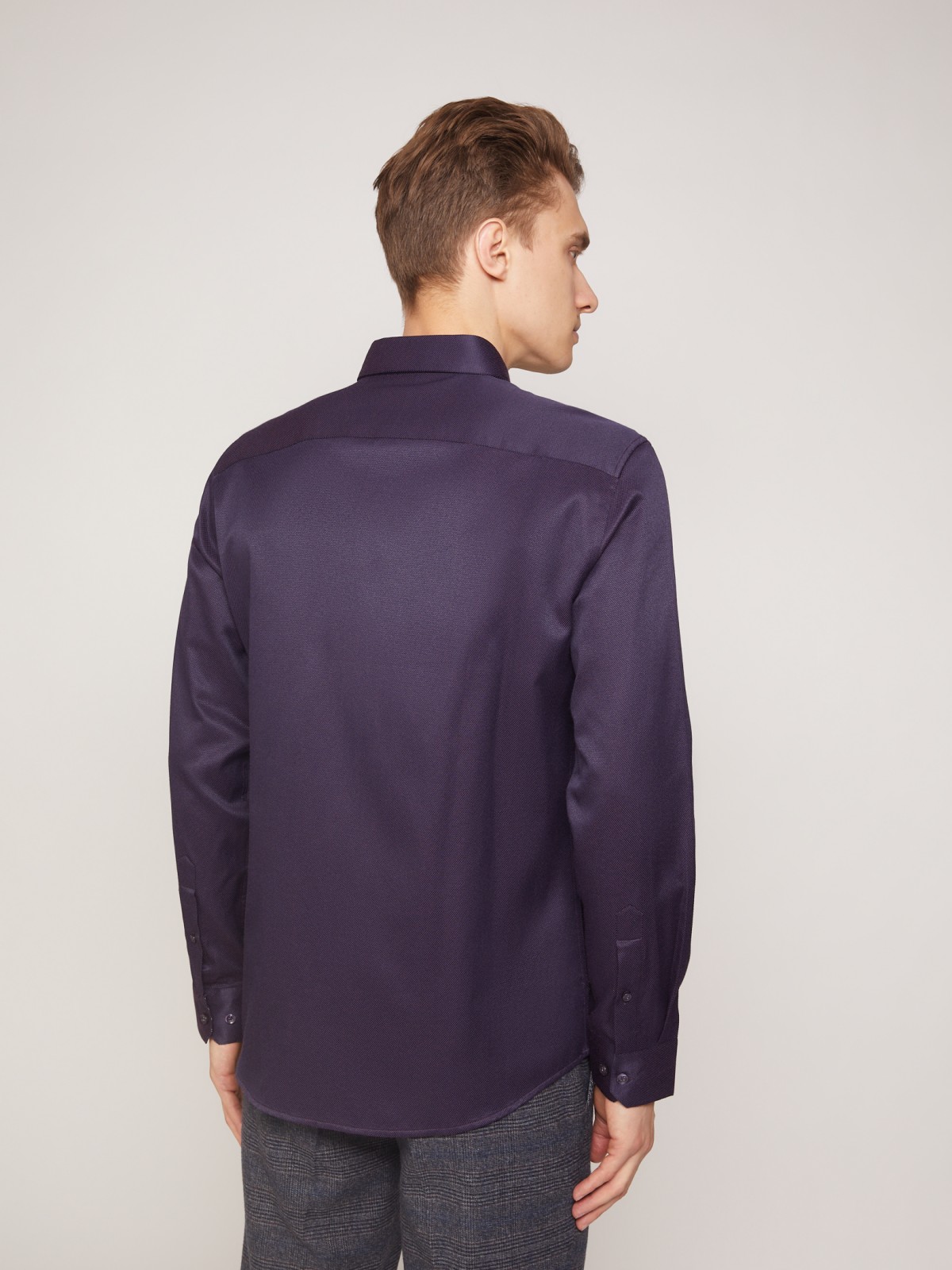 Рубашка приталенного силуэта zolla 011332159083, цвет бордо, размер S - фото 6