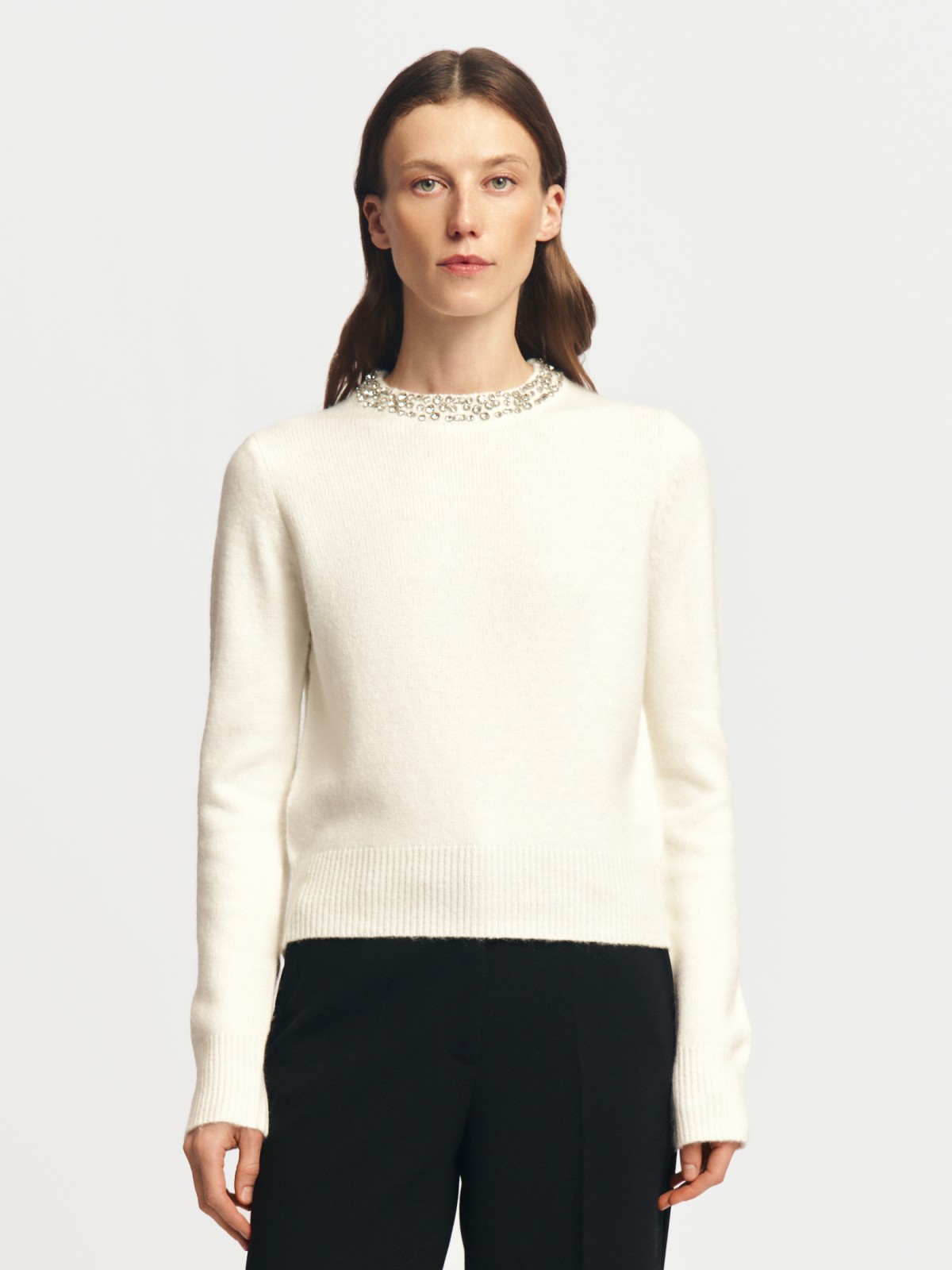 Вязаный джемпер с шерстью и стразами