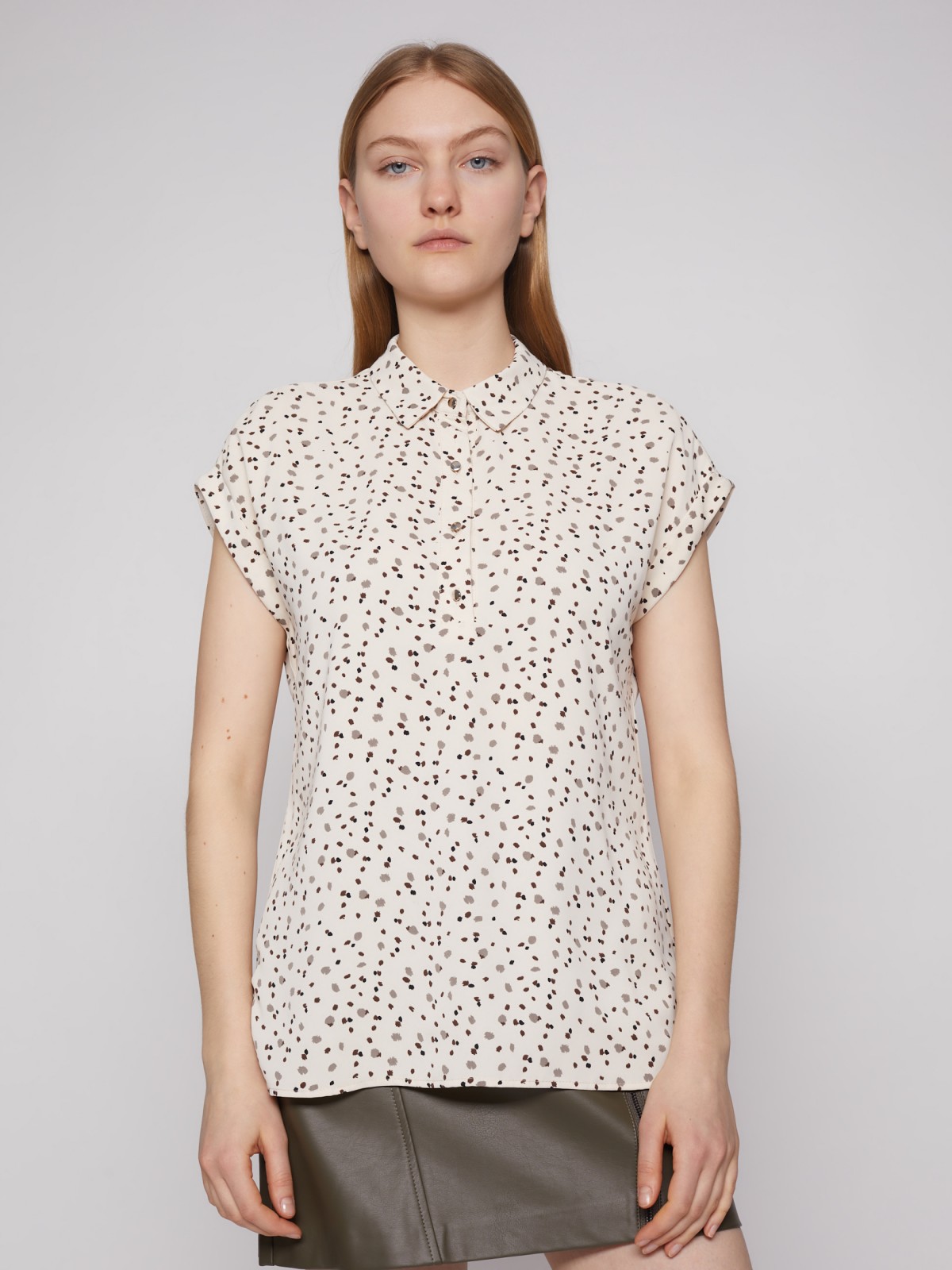 Блузка с принтом zolla 22213128Y122, цвет бежевый, размер XS - фото 5