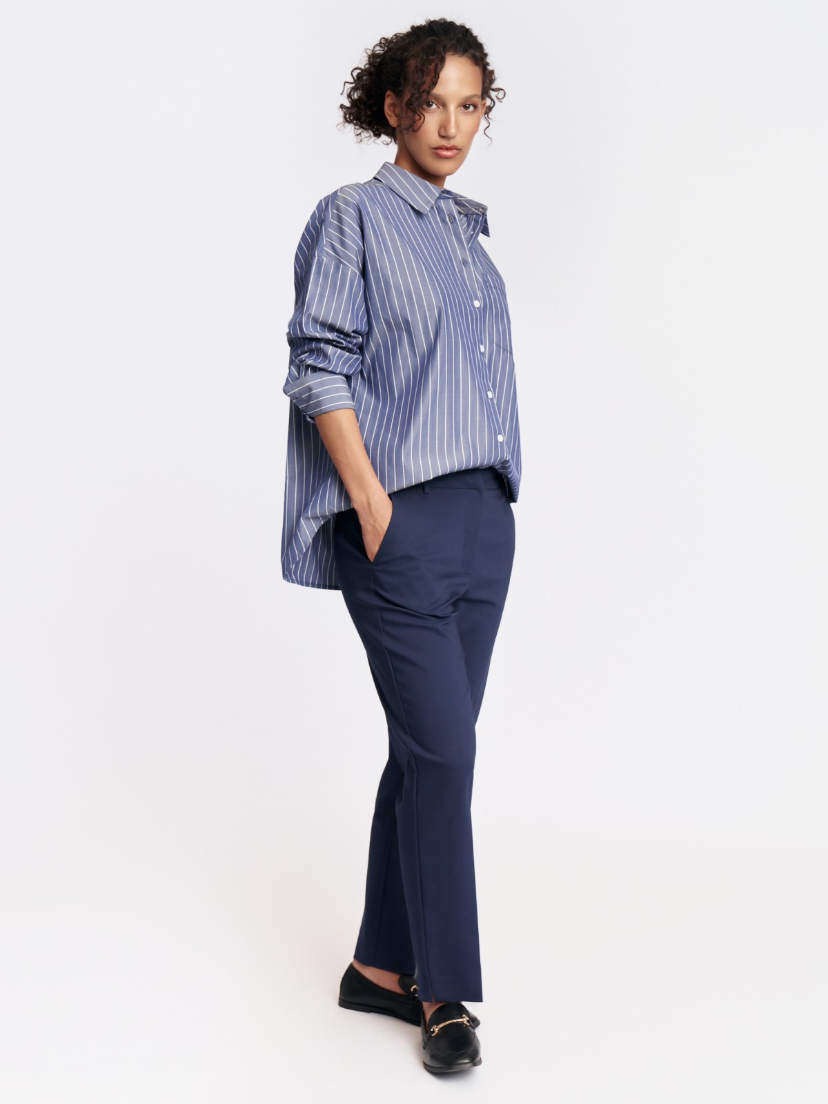 Рубашка свободного силуэта в полоску