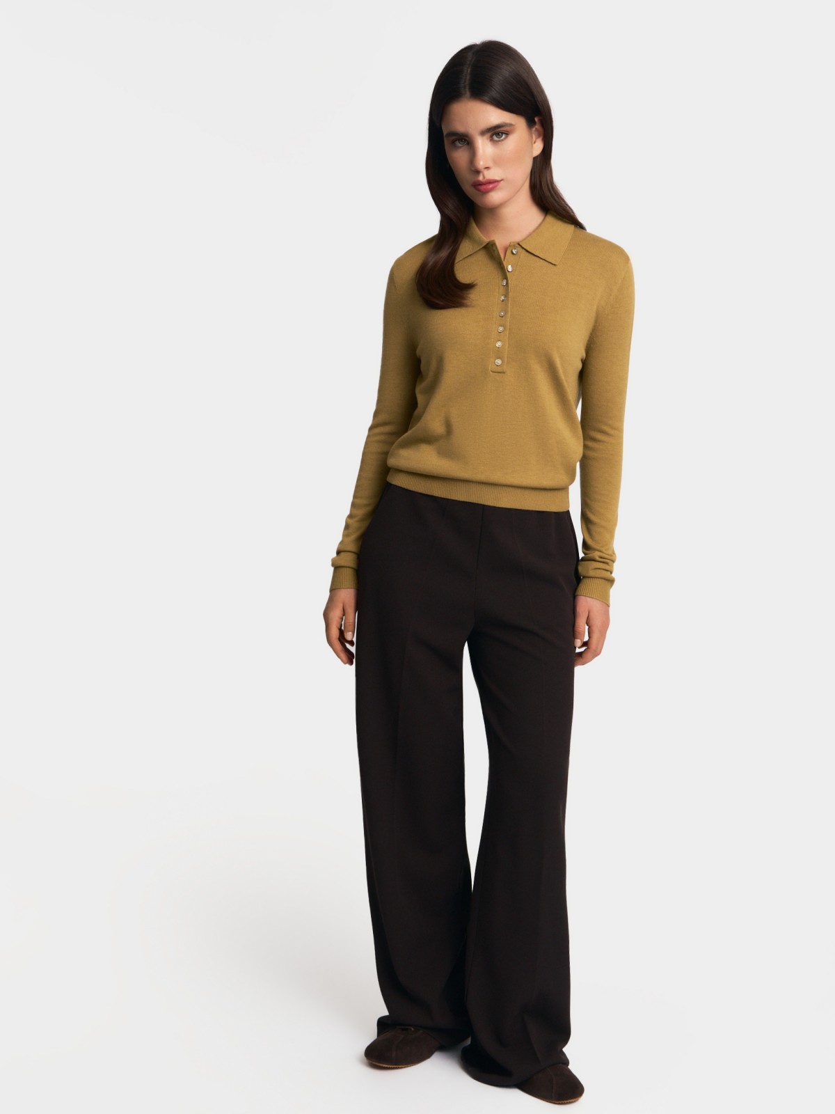 Трикотажный лонгслив поло