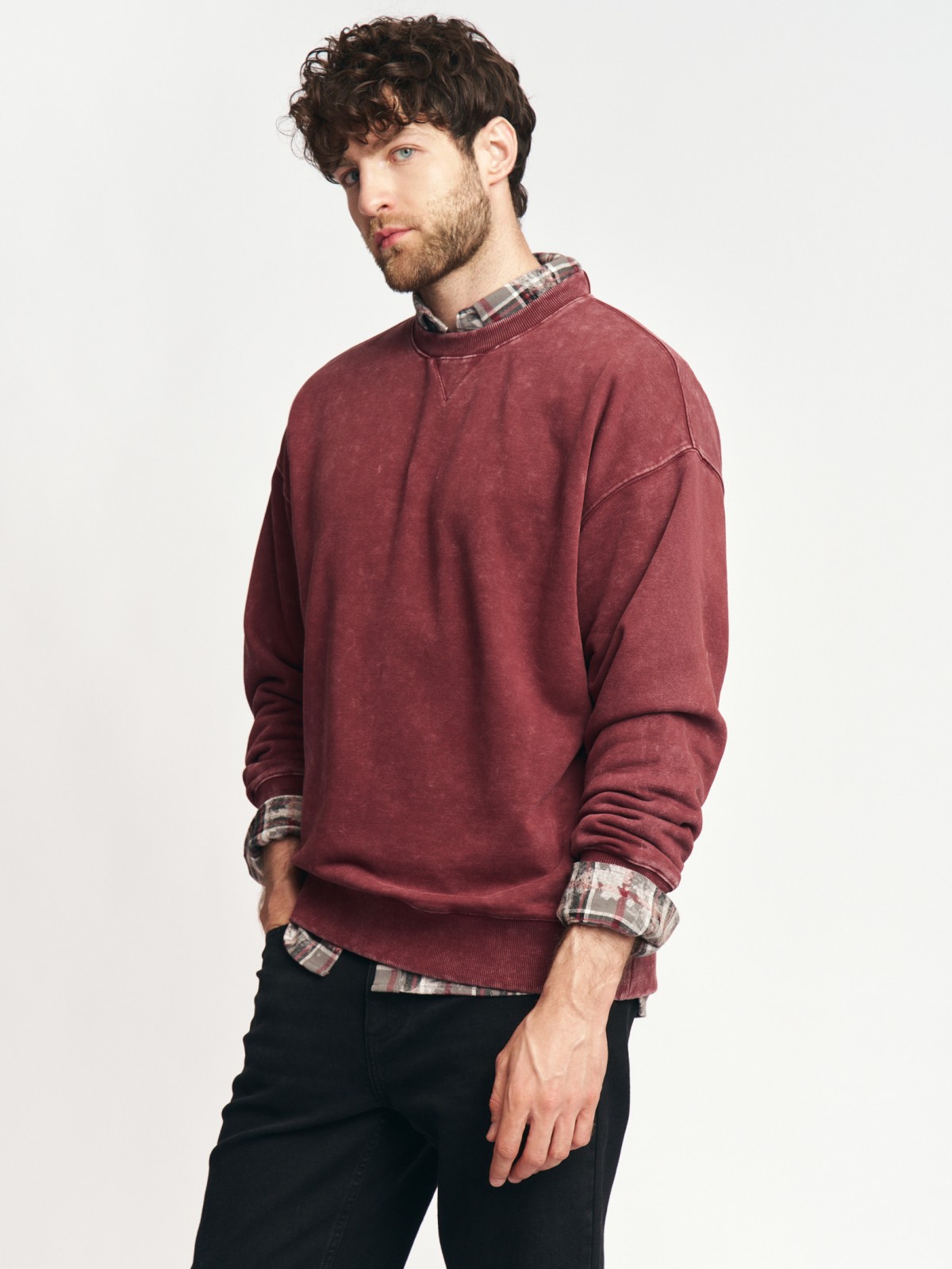 Трикотажный свитшот однотонный