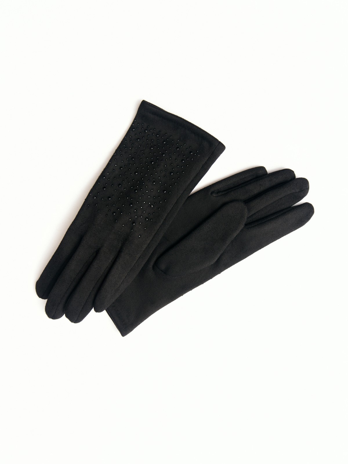 Утеплённые текстильные перчатки со стразами