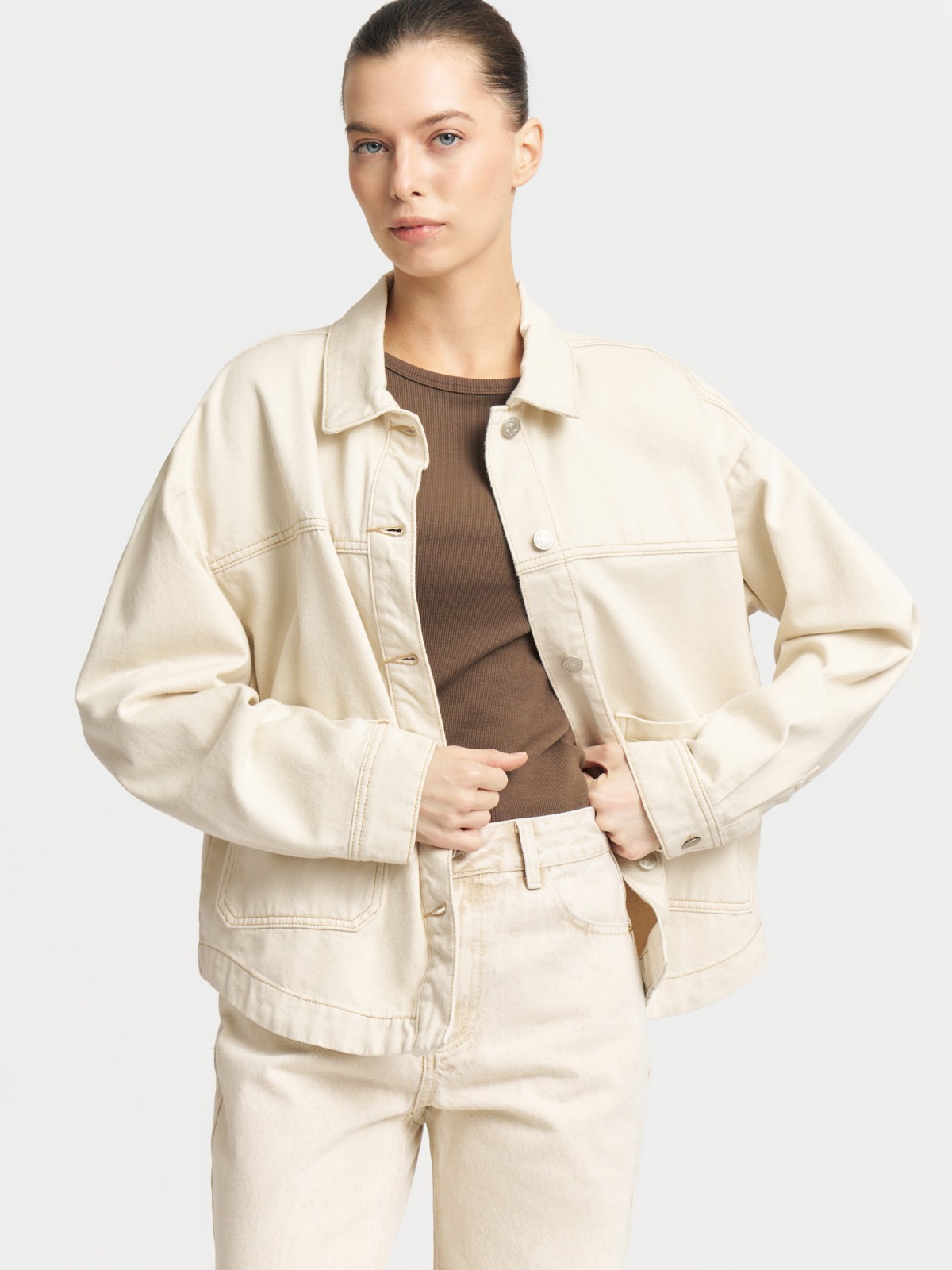 Джинсовая куртка-рубашка из хлопка