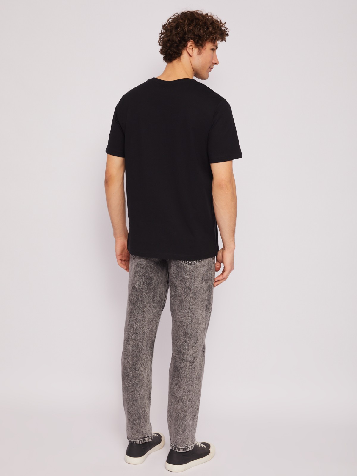 Однотонная футболка из хлопка с коротким рукавом