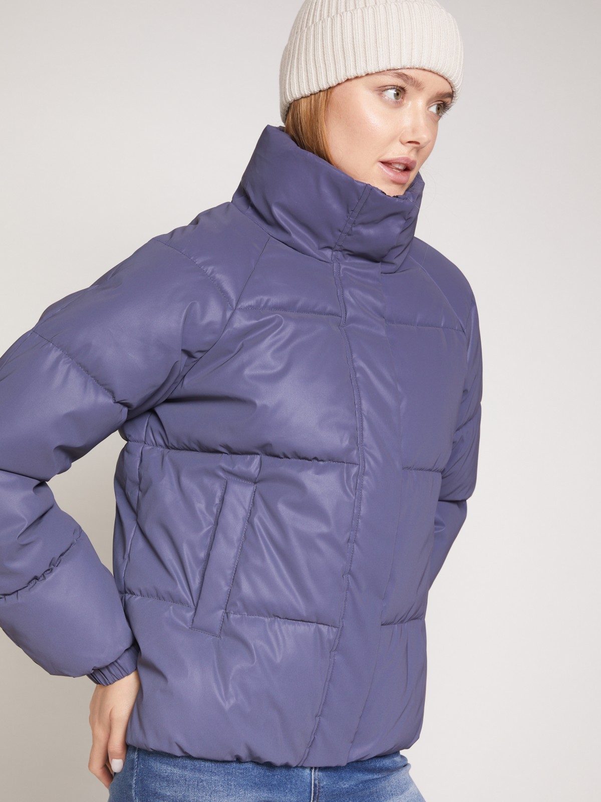 Тёплая куртка со светоотражающим эффектом zolla 021335123144, цвет сливовый, размер XS - фото 5