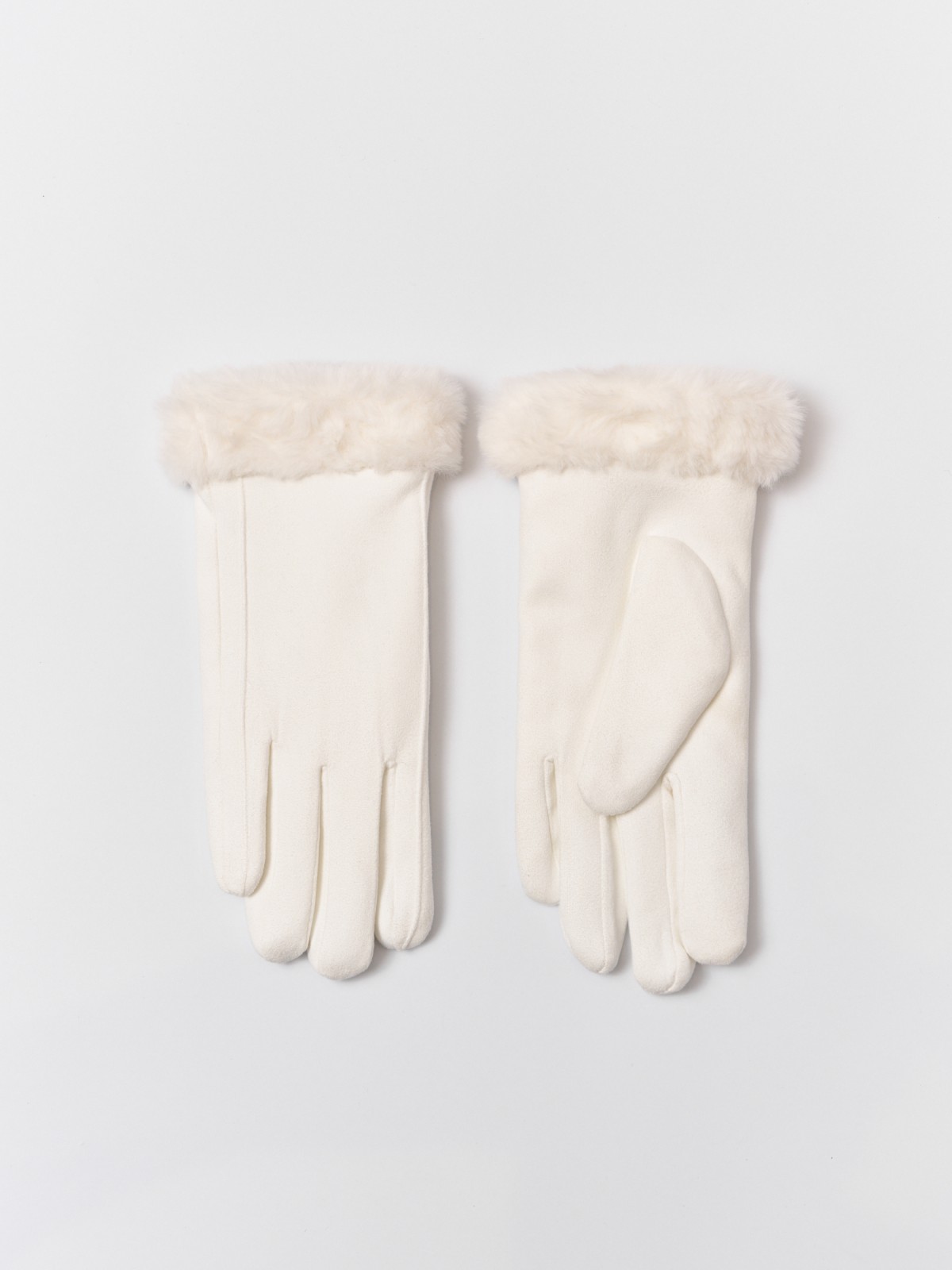 Тёплые перчатки с опушкой и подкладкой из экомеха