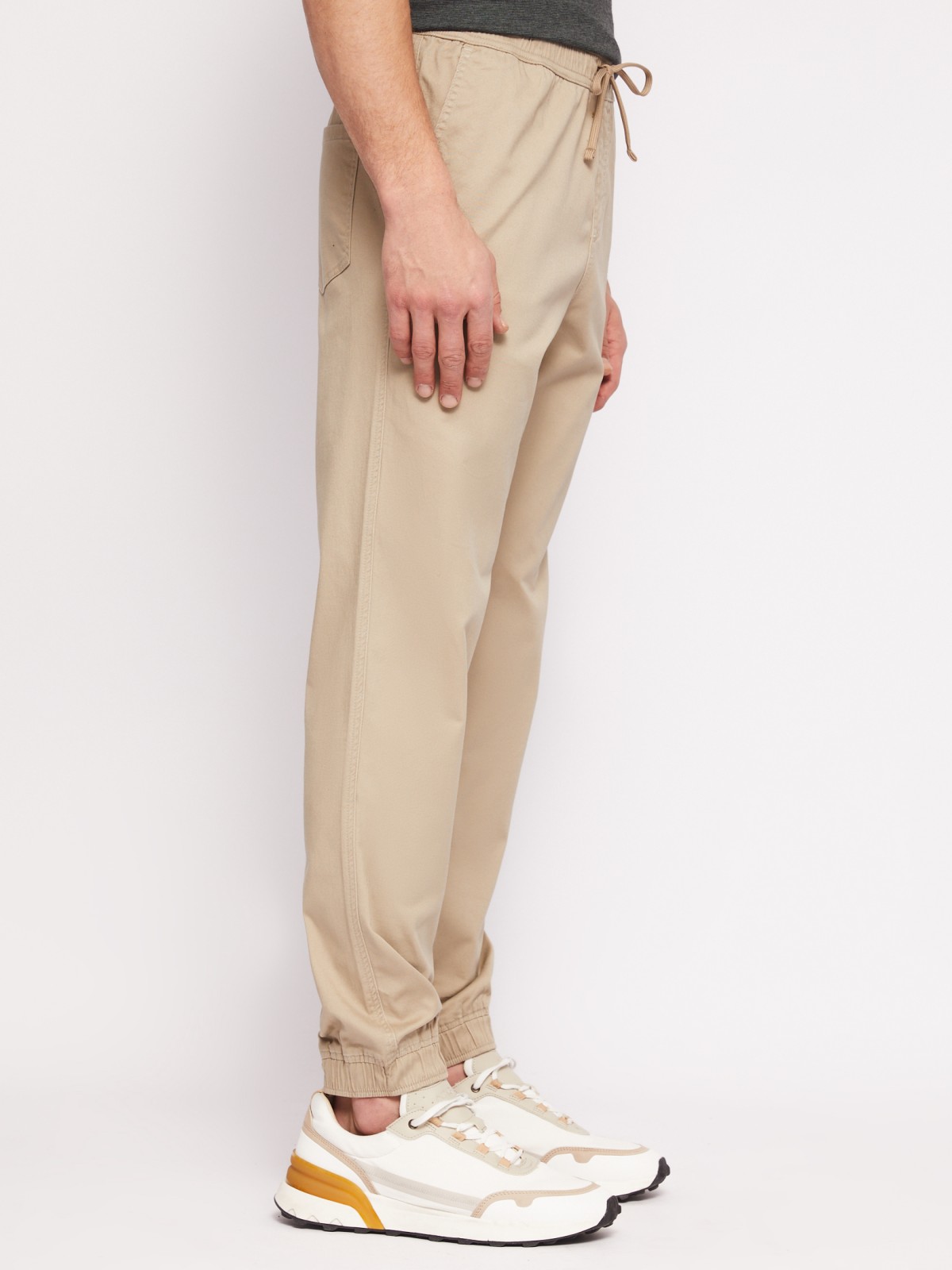Прямые брюки-джоггеры из хлопка на резинке zolla N1421730L012, цвет бежевый, размер 34 - фото 3