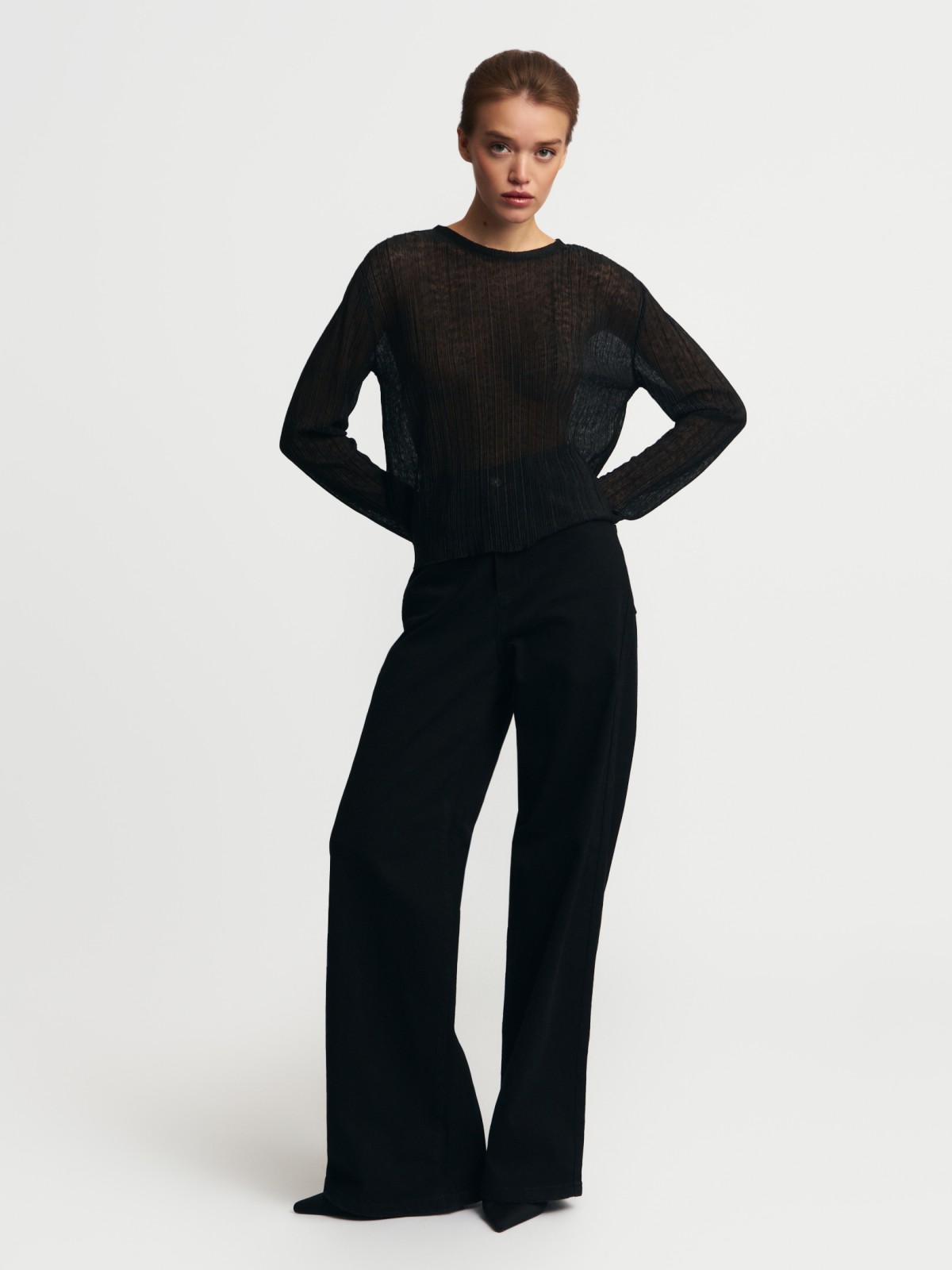 Полупрозрачный лонгслив с длинным рукавом