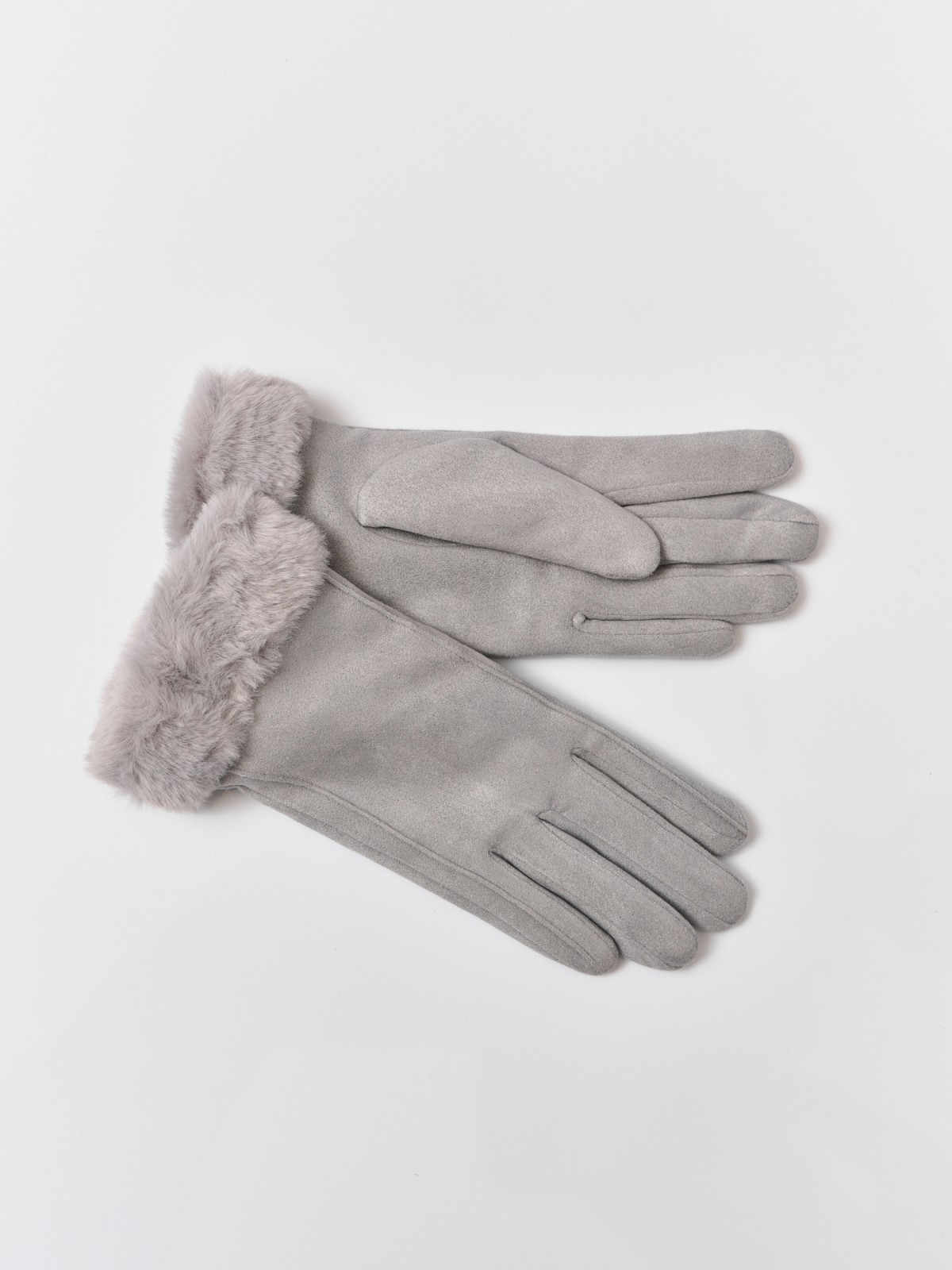 Тёплые перчатки с опушкой и подкладкой из экомеха 599₽