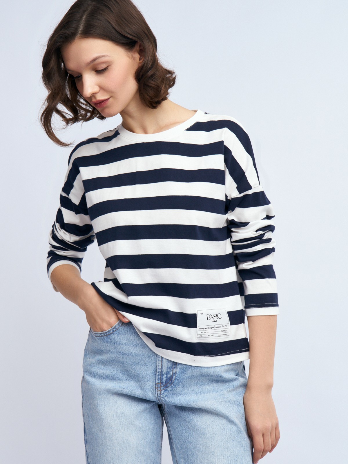 Лонгслив-тельняшка с узором в полоску из хлопка