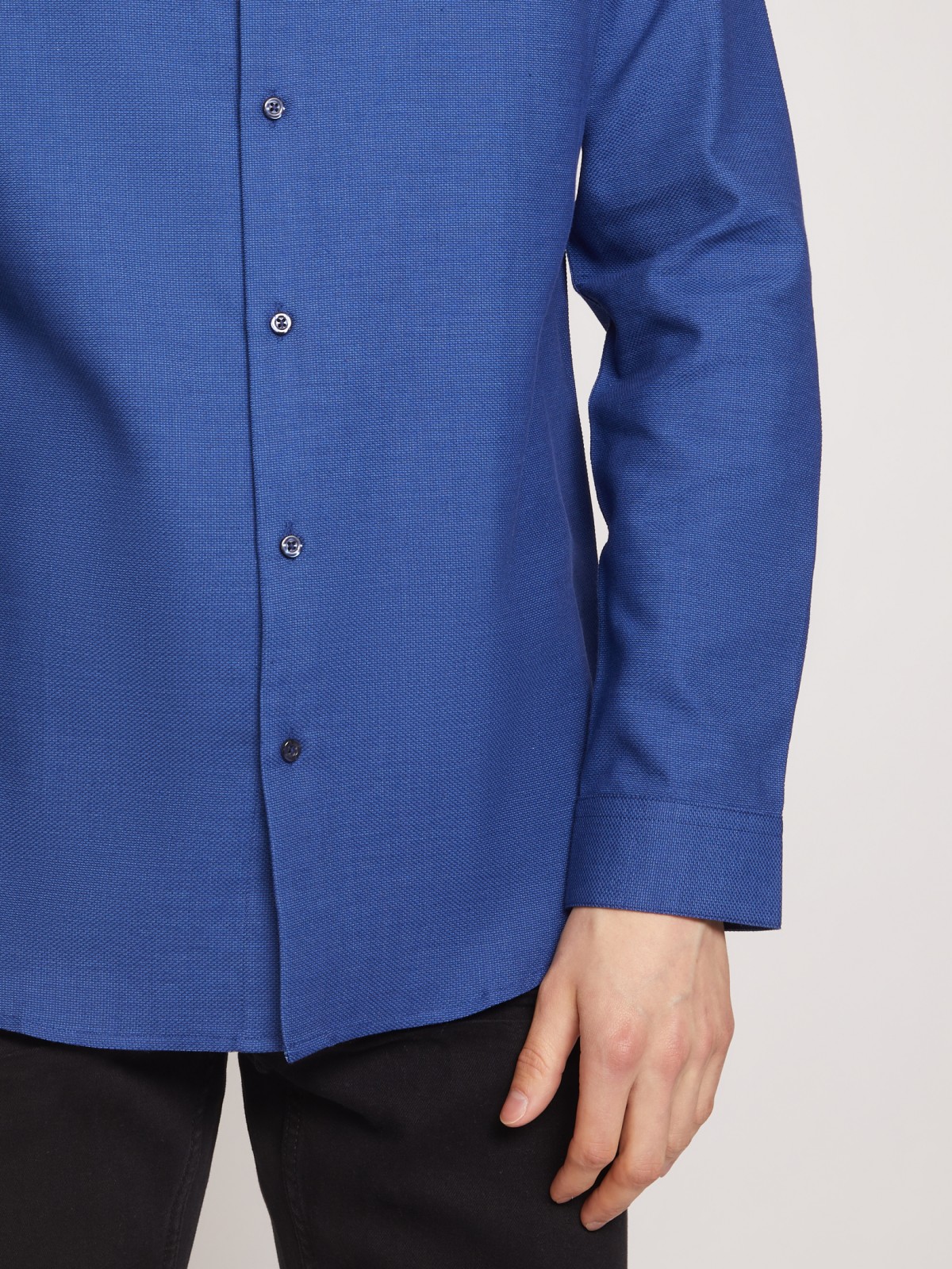 Рубашка с воротником-стойкой zolla 011322159053, цвет голубой, размер S - фото 5