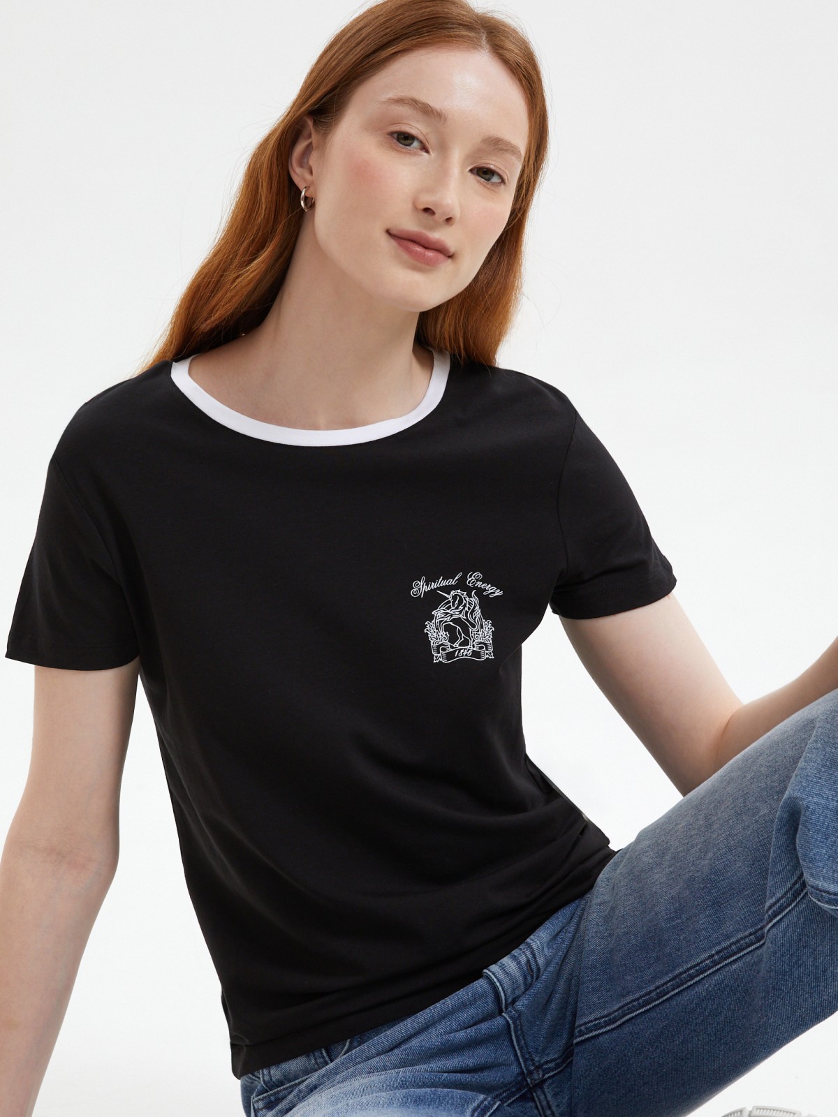 Трикотажная футболка из хлопка с принтом