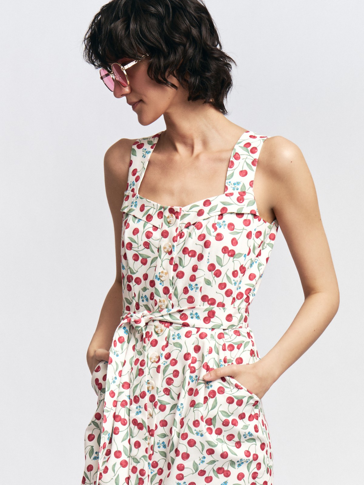 Сарафан с принтом и поясом