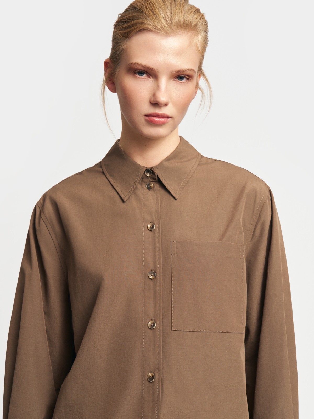 Рубашка прямого фасона с длинным рукавом