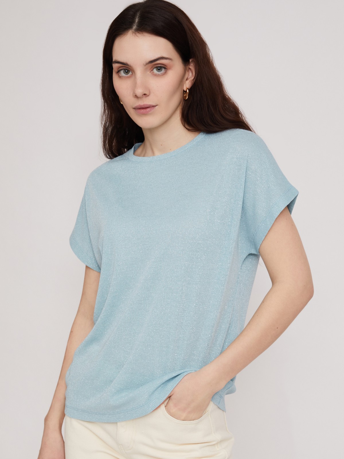 Топ-блузка с люрексом zolla 023233226023, цвет мятный, размер XS - фото 3