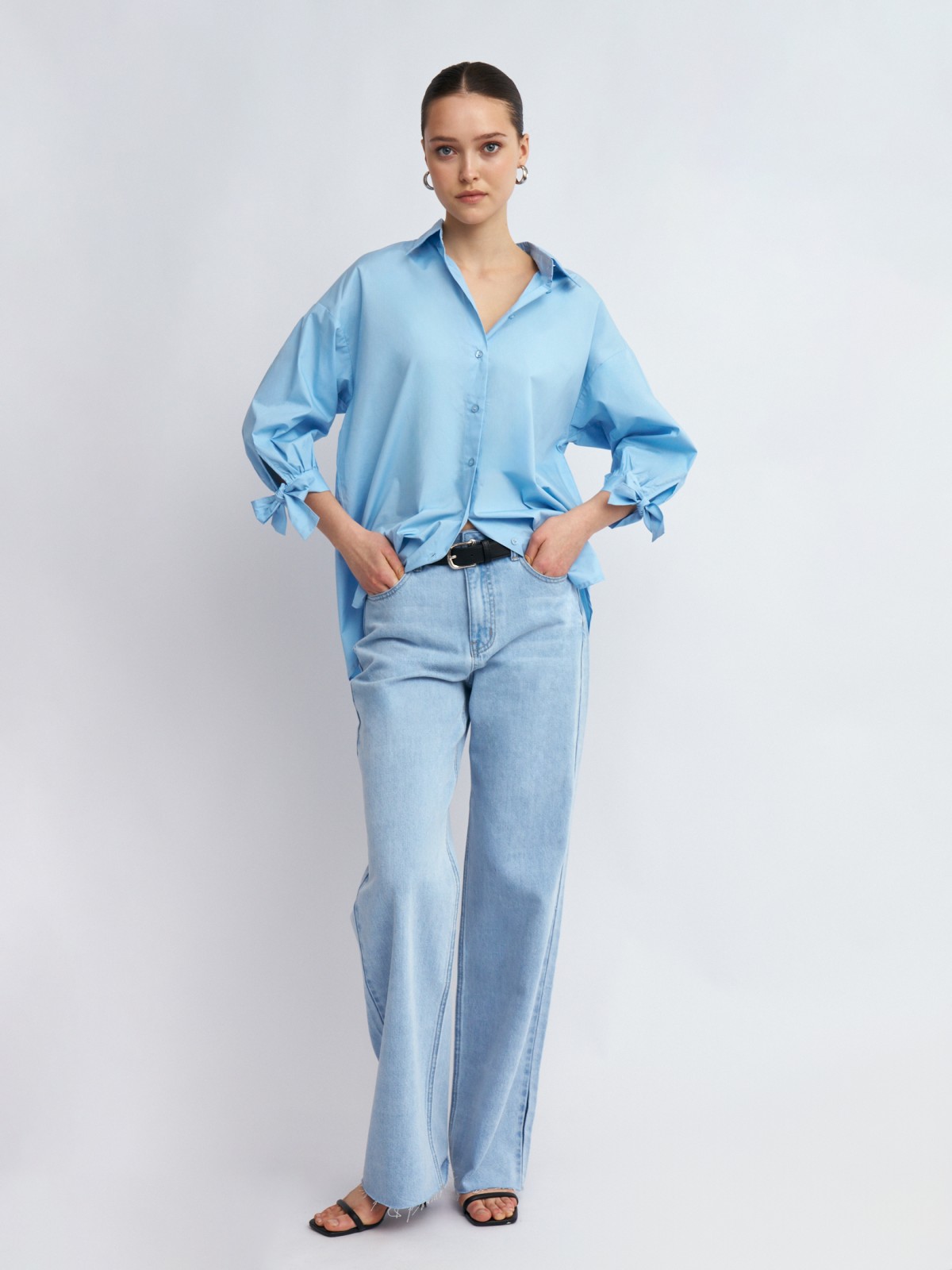 Рубашка из хлопка с акцентными манжетами