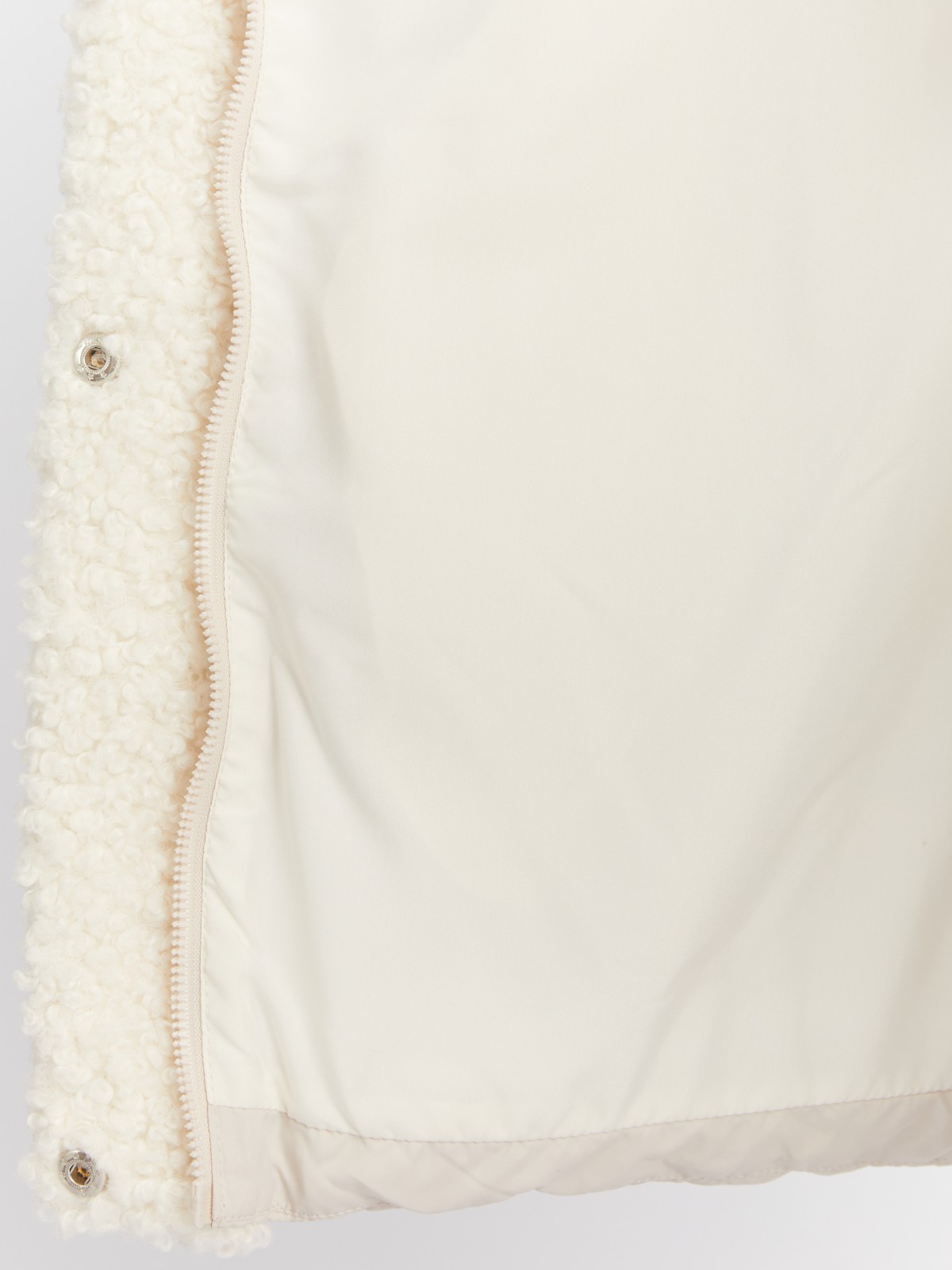 Тёплая стёганая куртка с воротником-стойкой и отделкой из экомеха zolla 023425102044, цвет молоко, размер XS - фото 5