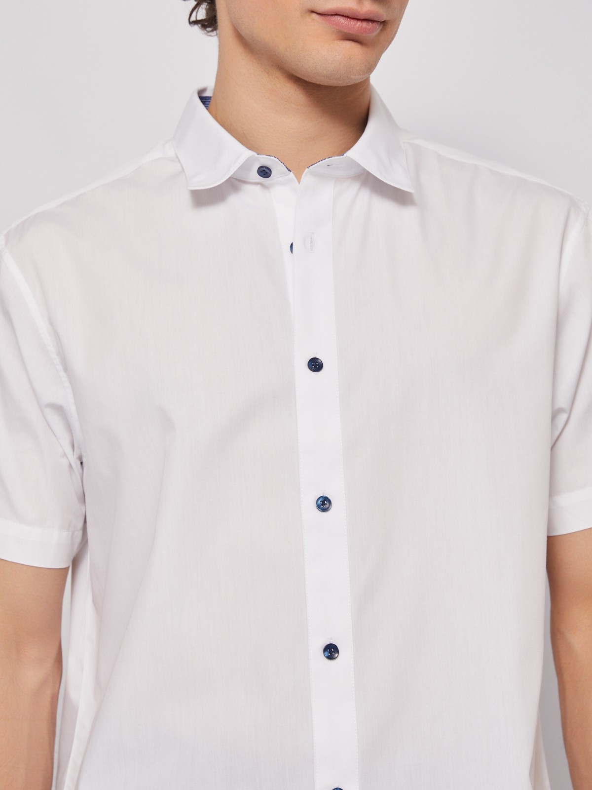 Офисная рубашка с коротким рукавом zolla 014222259012, цвет белый, размер S - фото 5