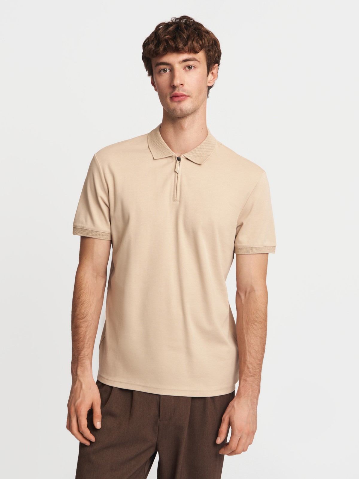Футболка поло из хлопка на молнии