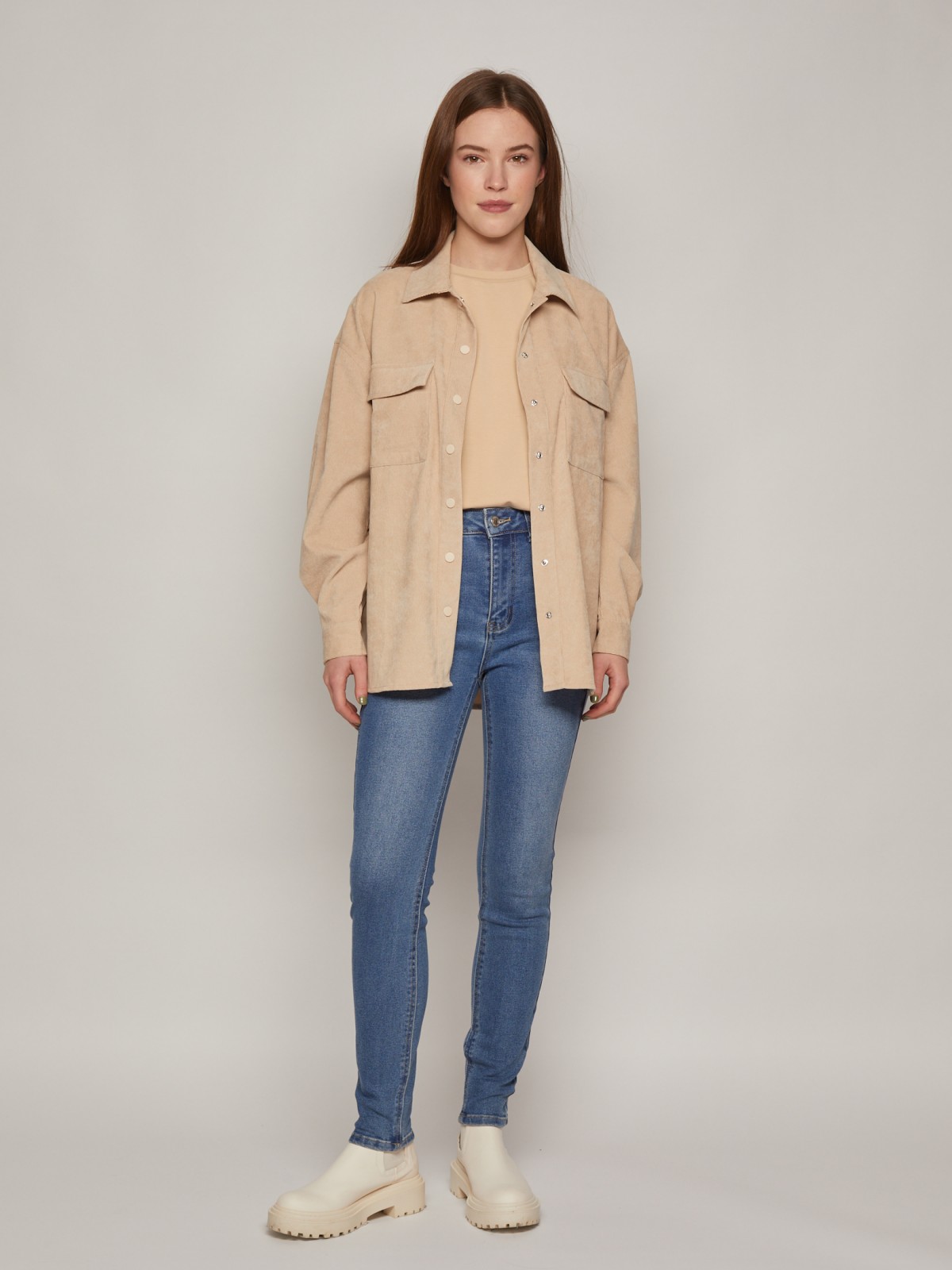 Джинсы силуэта Skinny высокой посадки