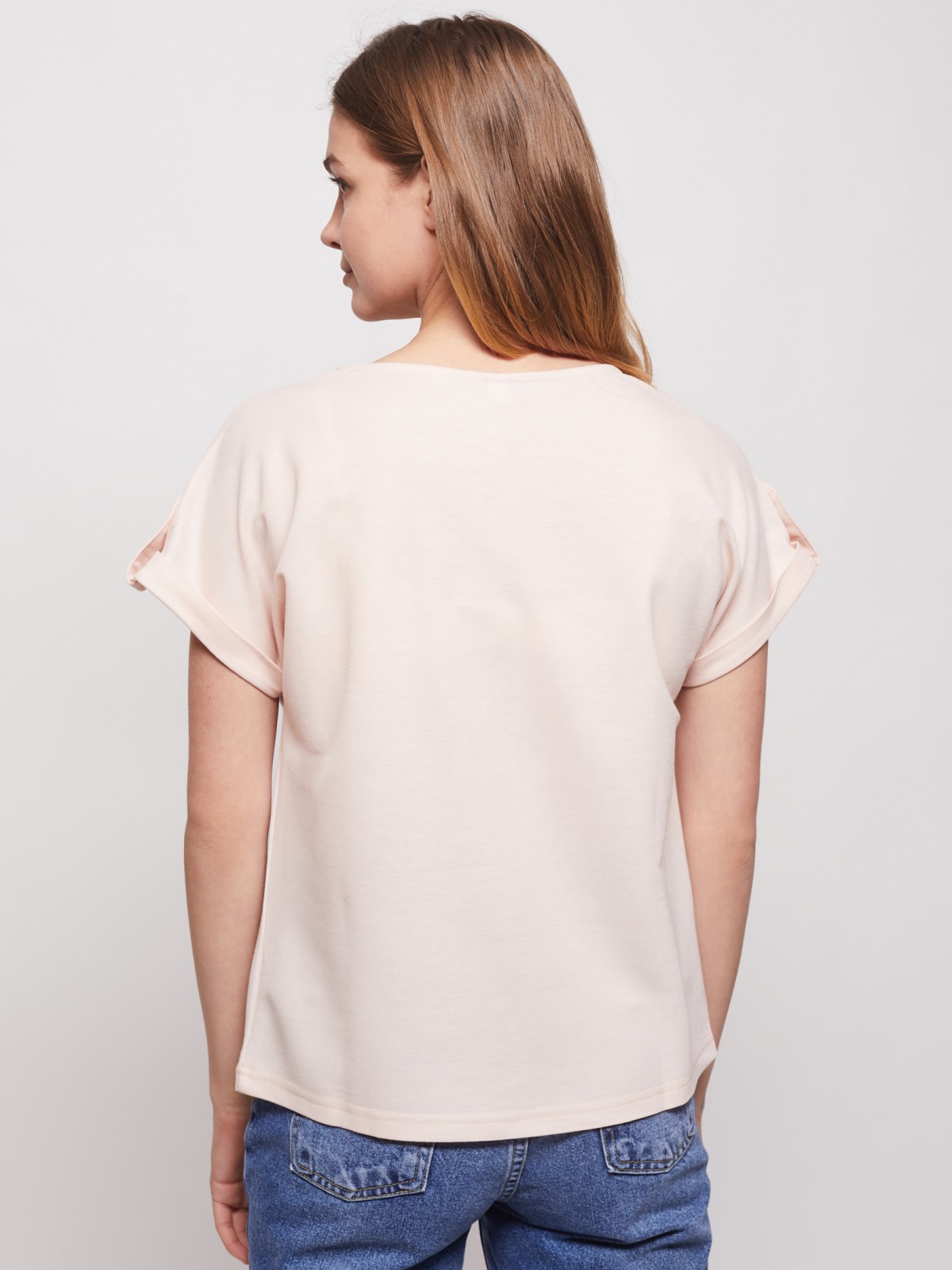 Блузка с короткими рукавами zolla 021213259011, цвет розовый, размер S - фото 3