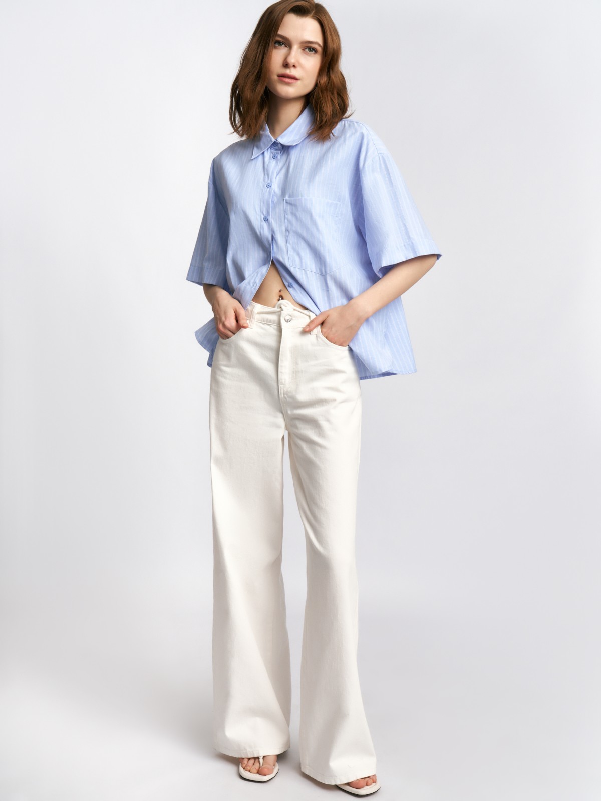 Джинсы силуэта Wide с посадкой Loose из хлопка