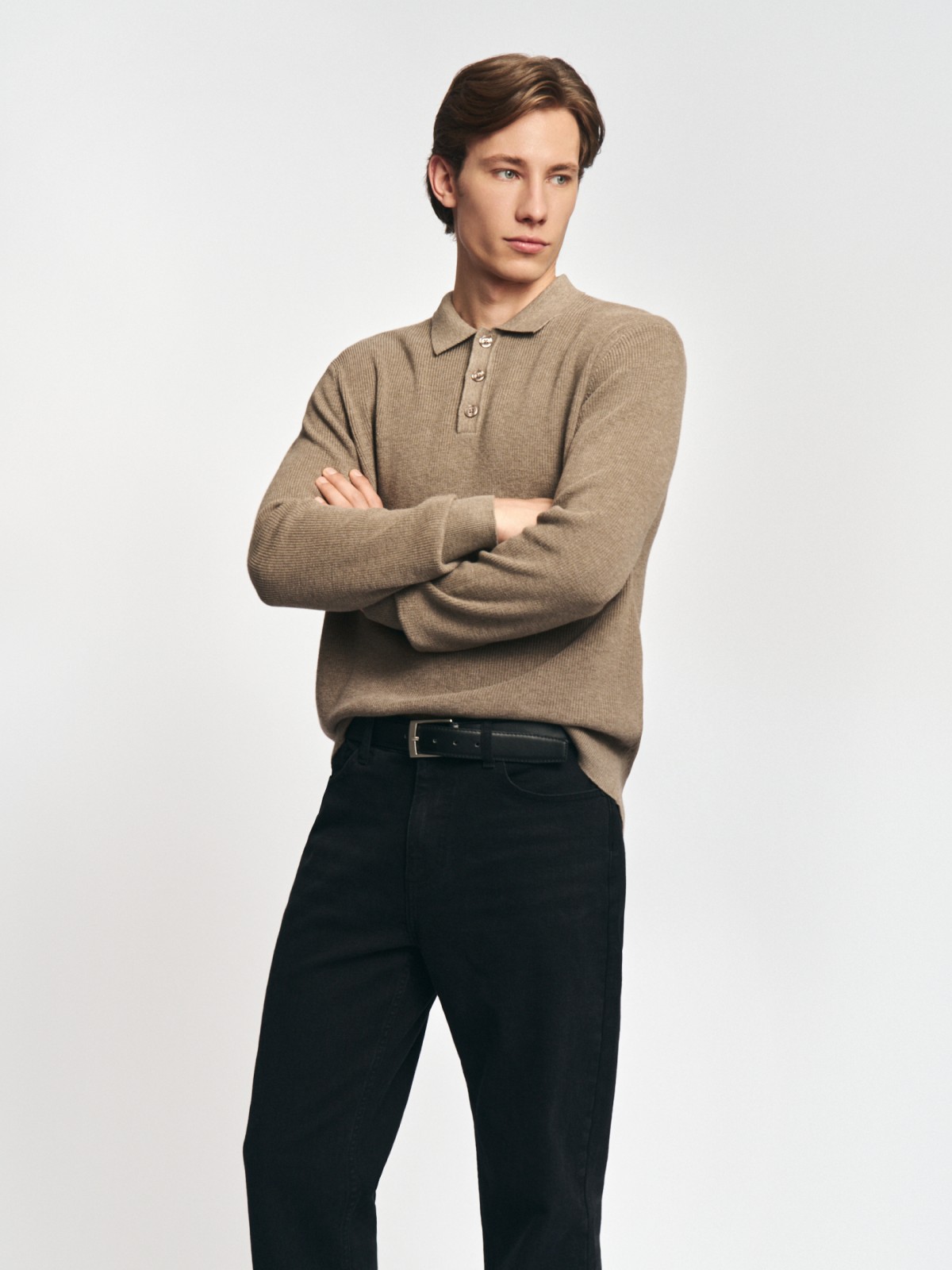 Трикотажный джемпер поло из хлопка