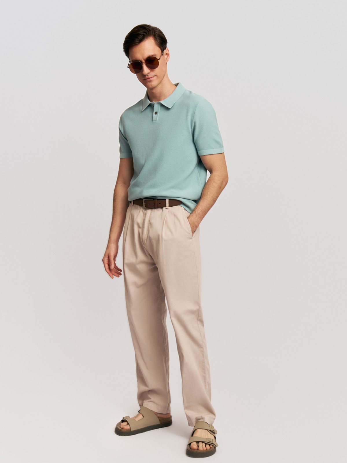 Брюки из хлопка с ремнём