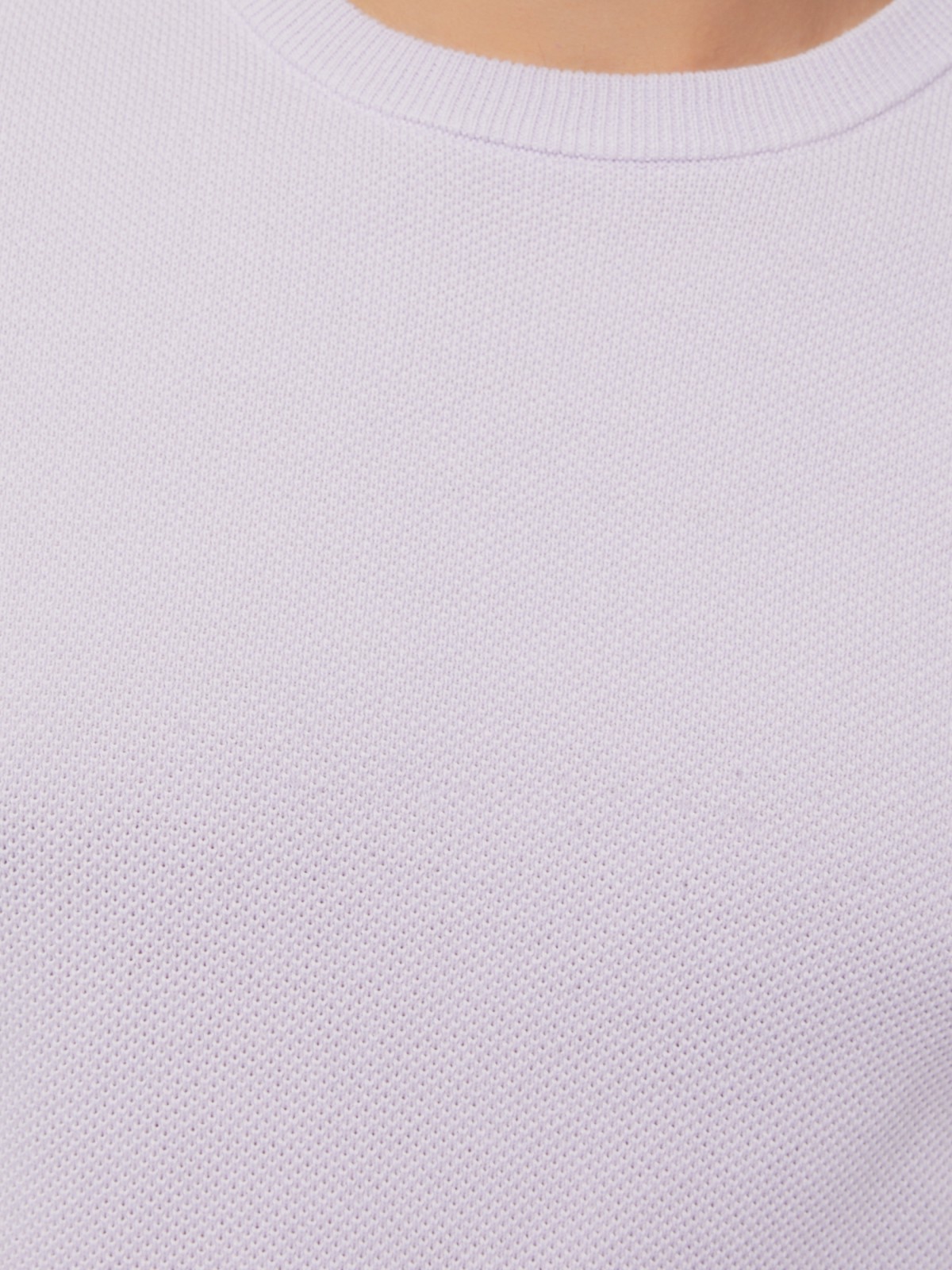 Тонкий трикотажный джемпер из хлопка с коротким рукавом zolla 014116201011, цвет лиловый, размер M - фото 5