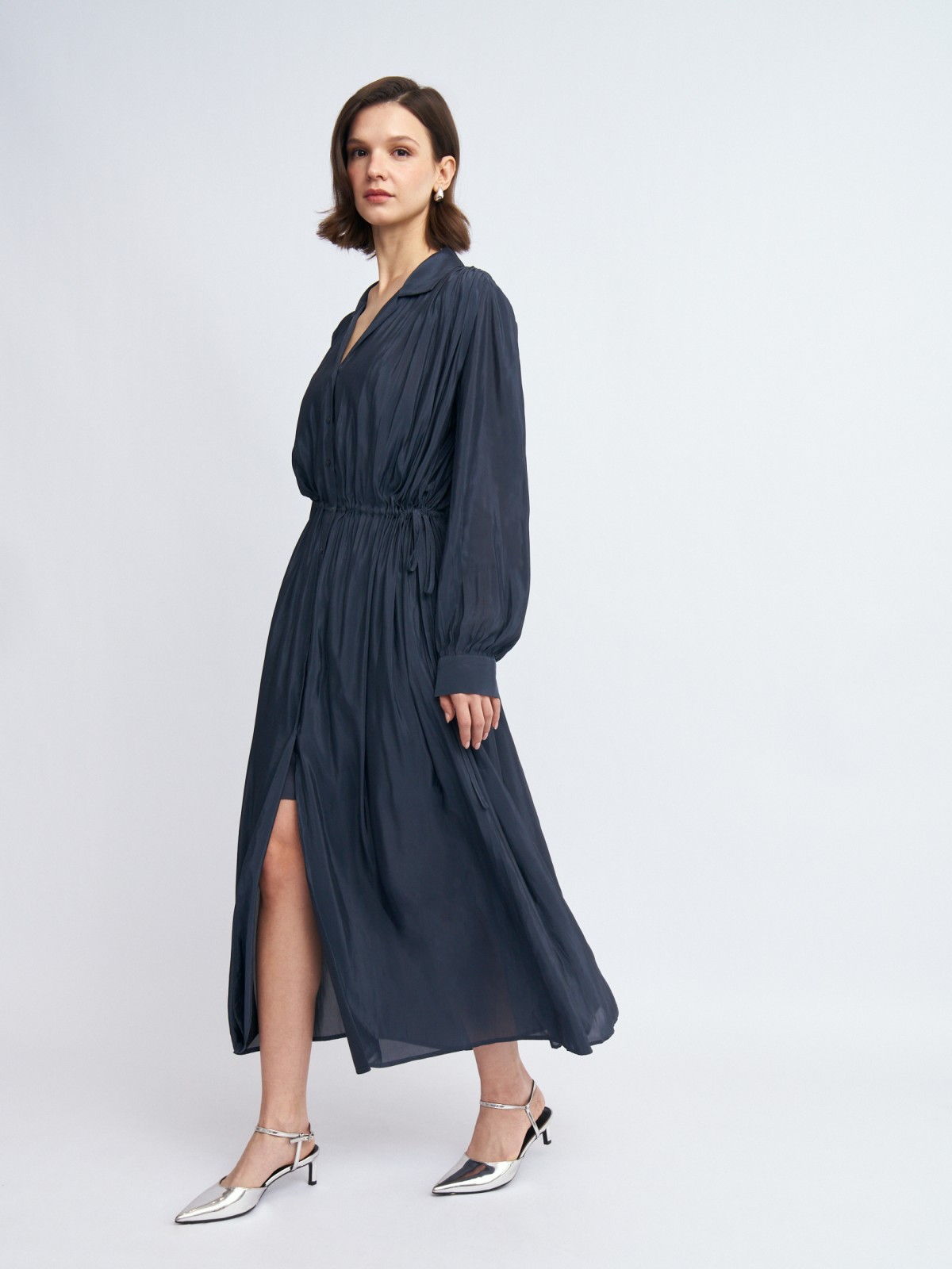 Двойное платье-рубашка из шифона