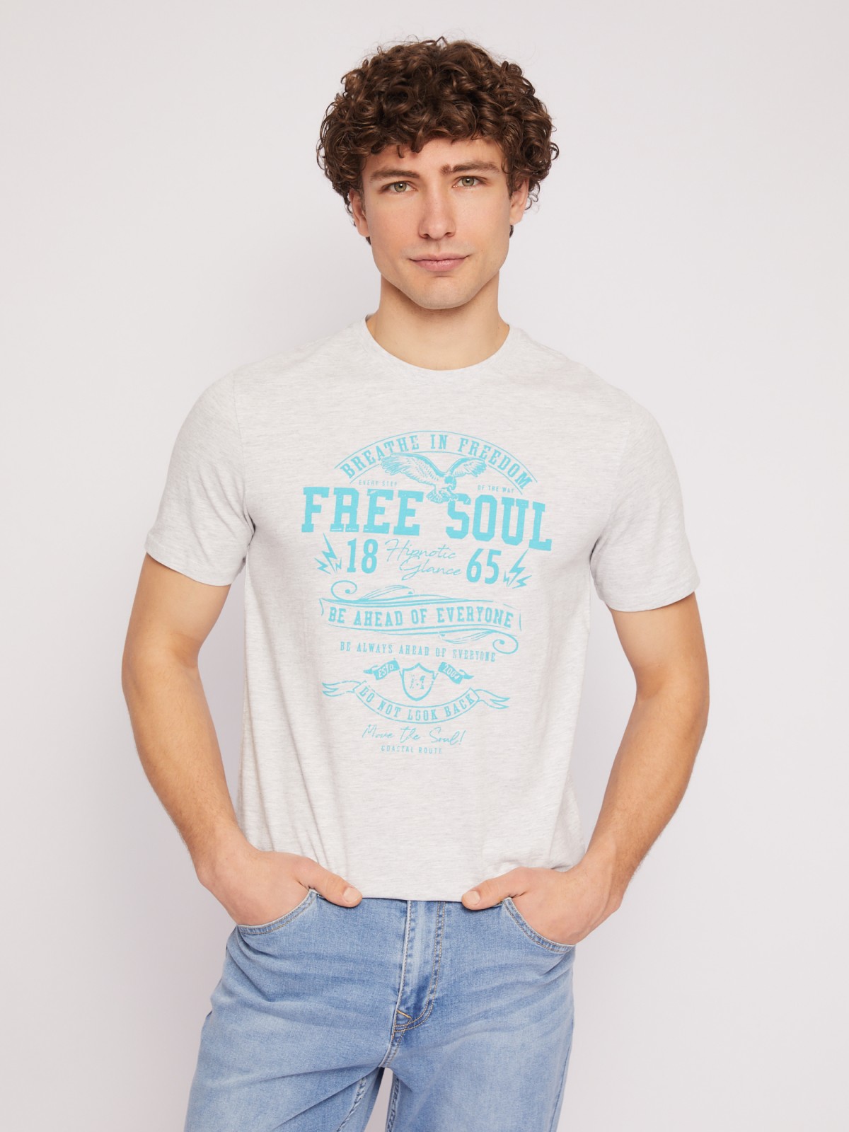 Футболка из хлопка с принтом-надписью