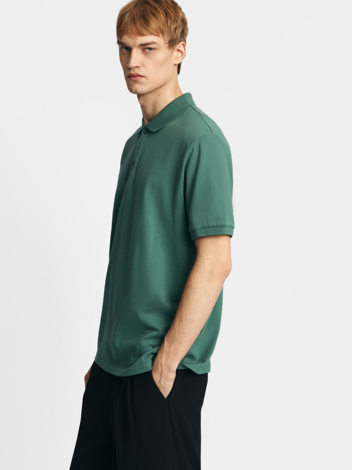 Футболка поло из хлопка однотонная