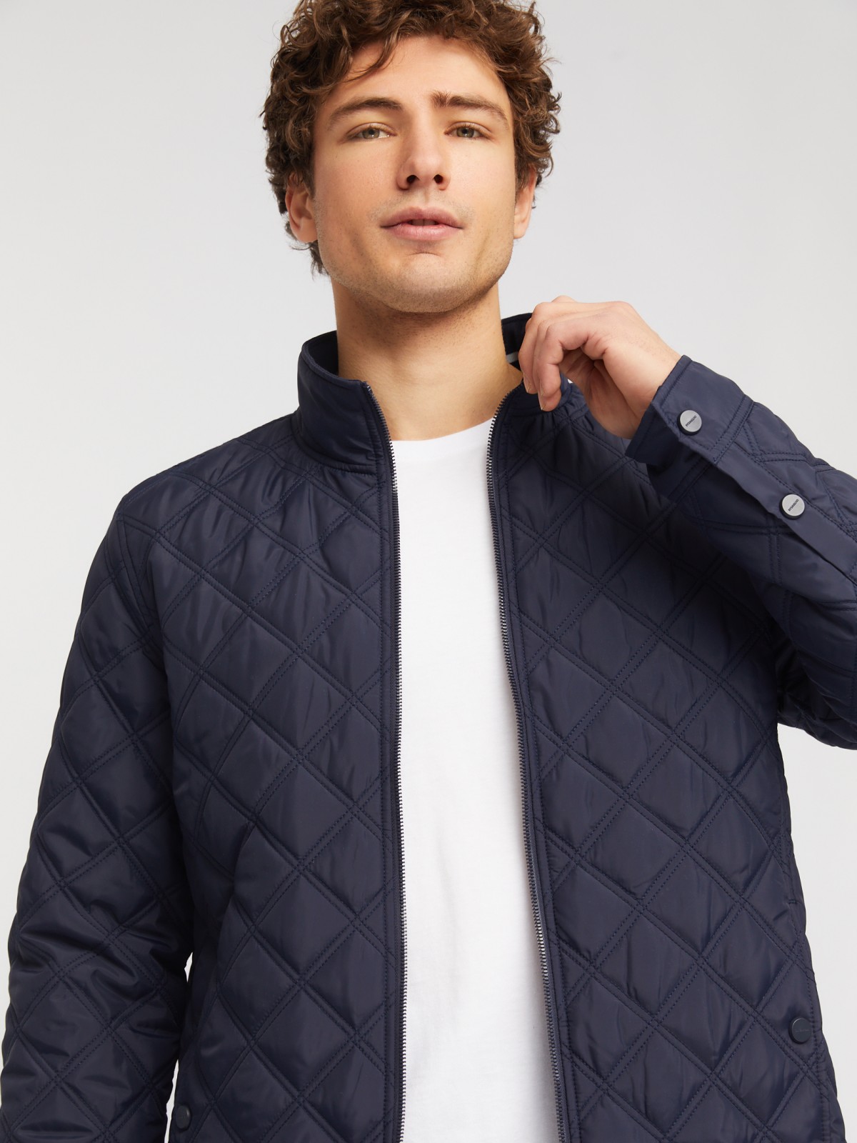 Утеплённая куртка на молнии с воротником-стойкой zolla 014135159124, цвет темно-синий, размер M - фото 3