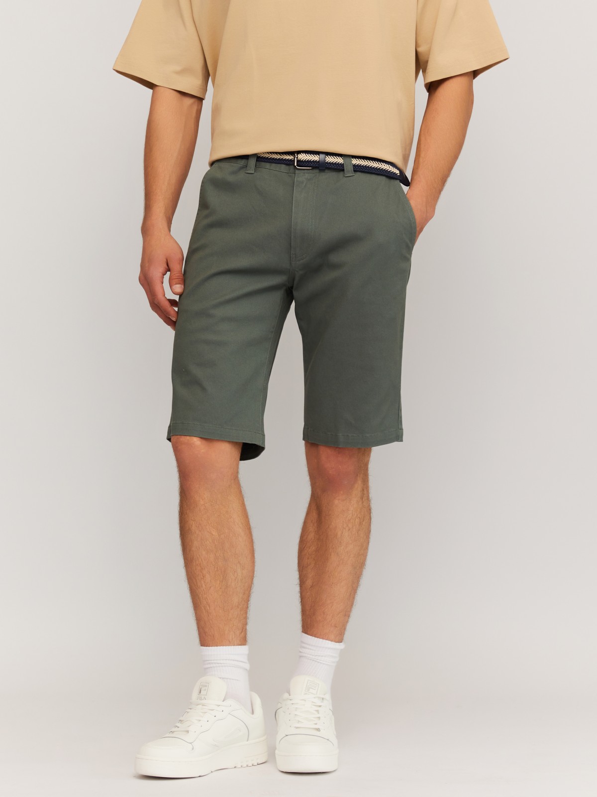 Удлинённые шорты из хлопка с ремнём